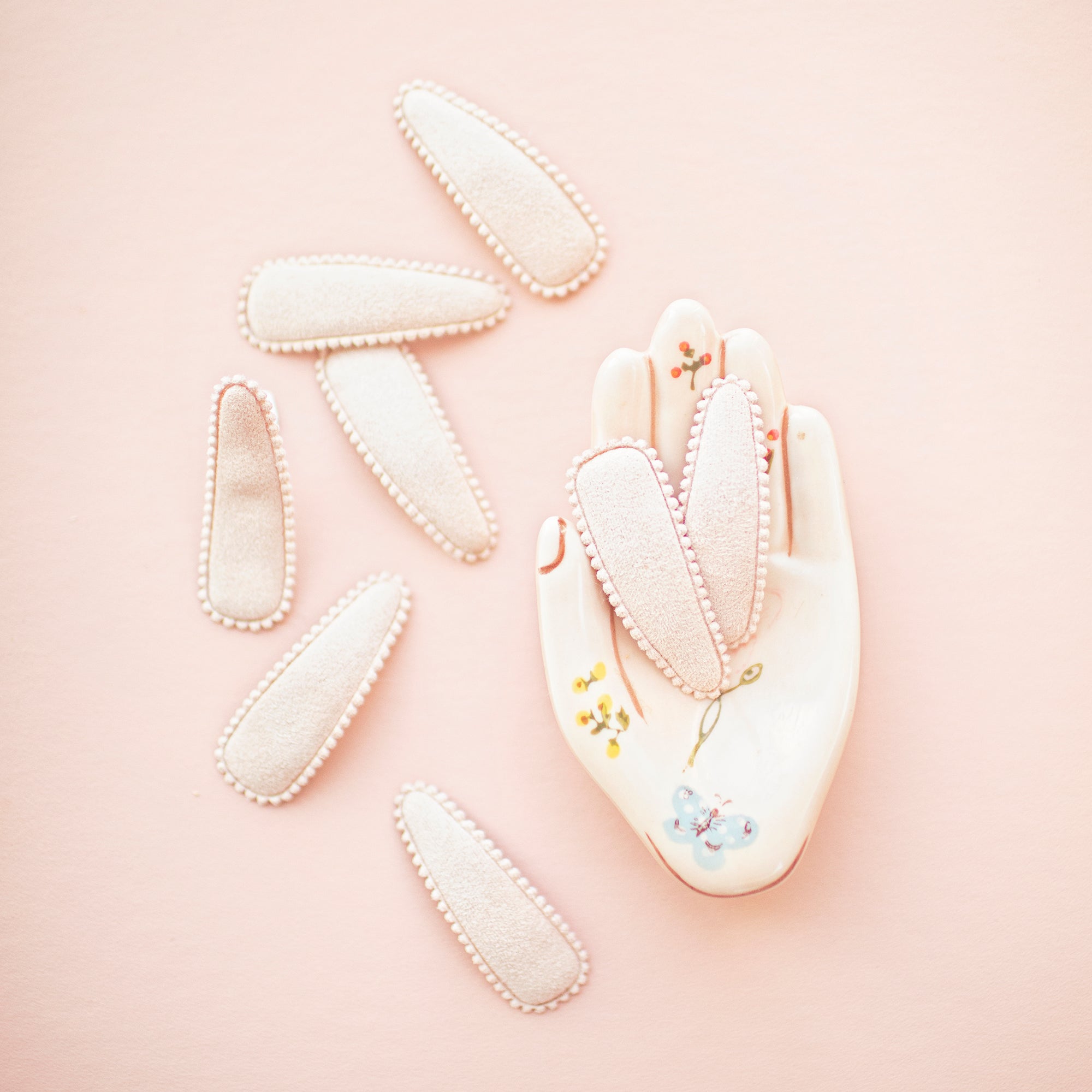 Blue Teal Floral Hair Clips