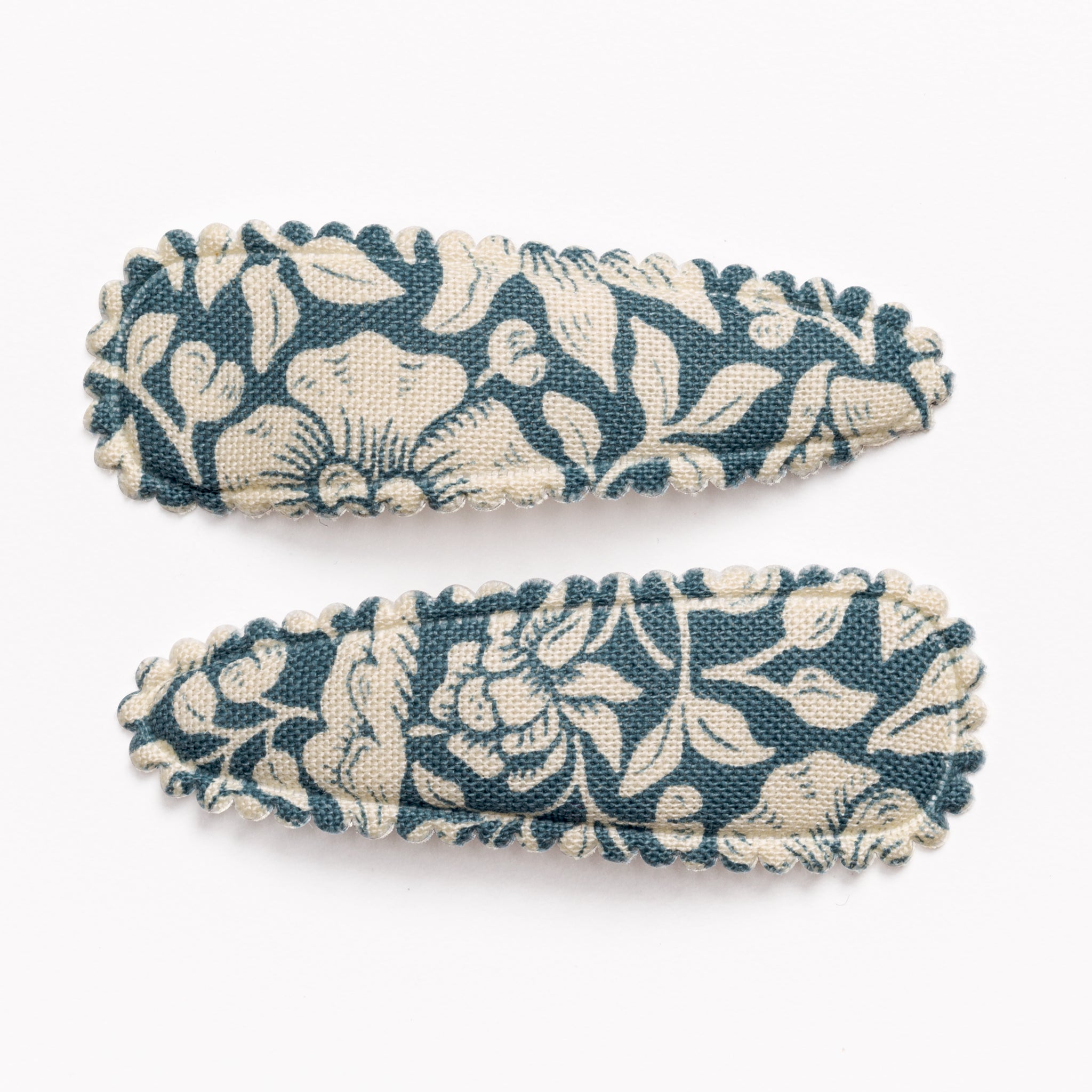 Blue Teal Floral Hair Clips