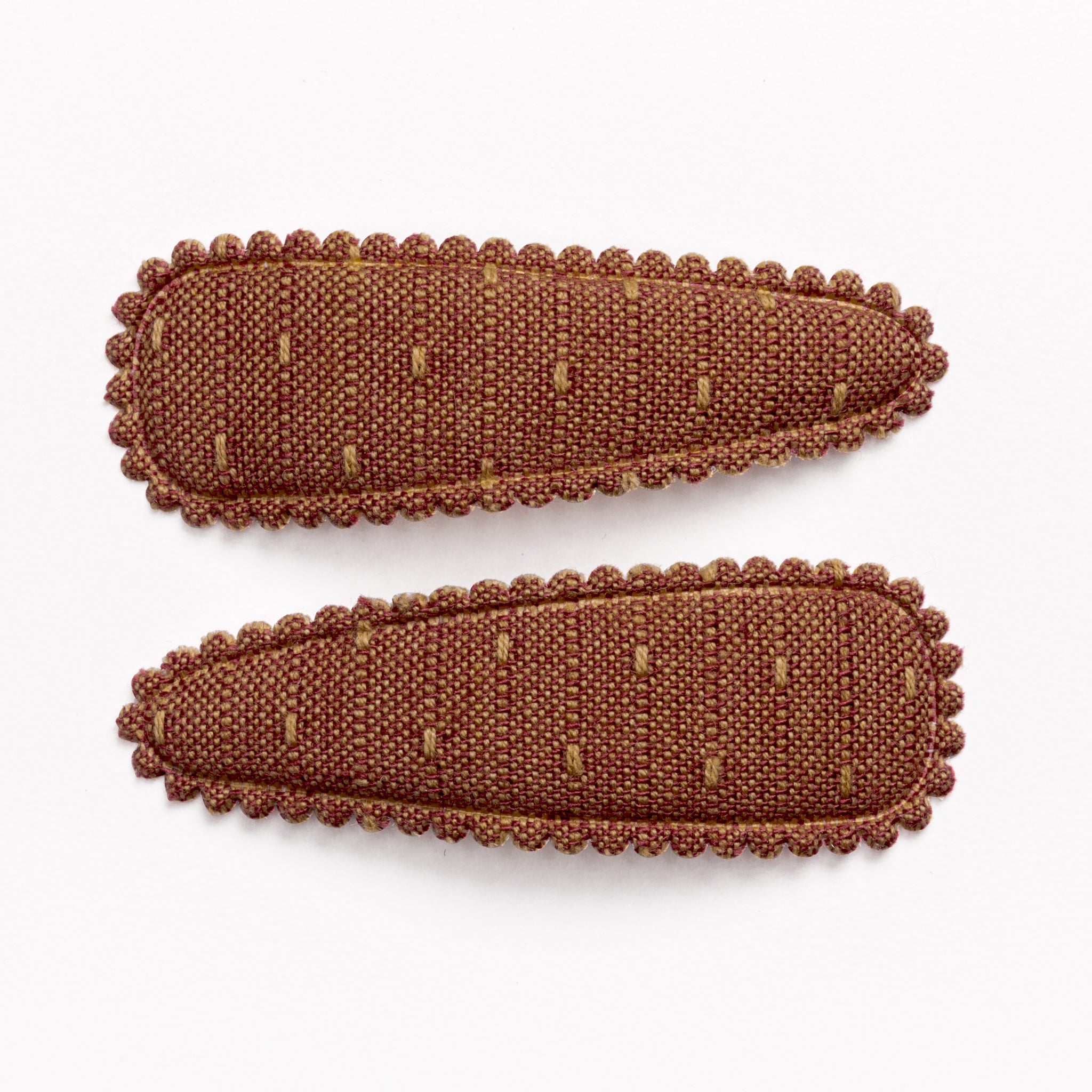 Copper Orange Raised Stitch Hair Clips
