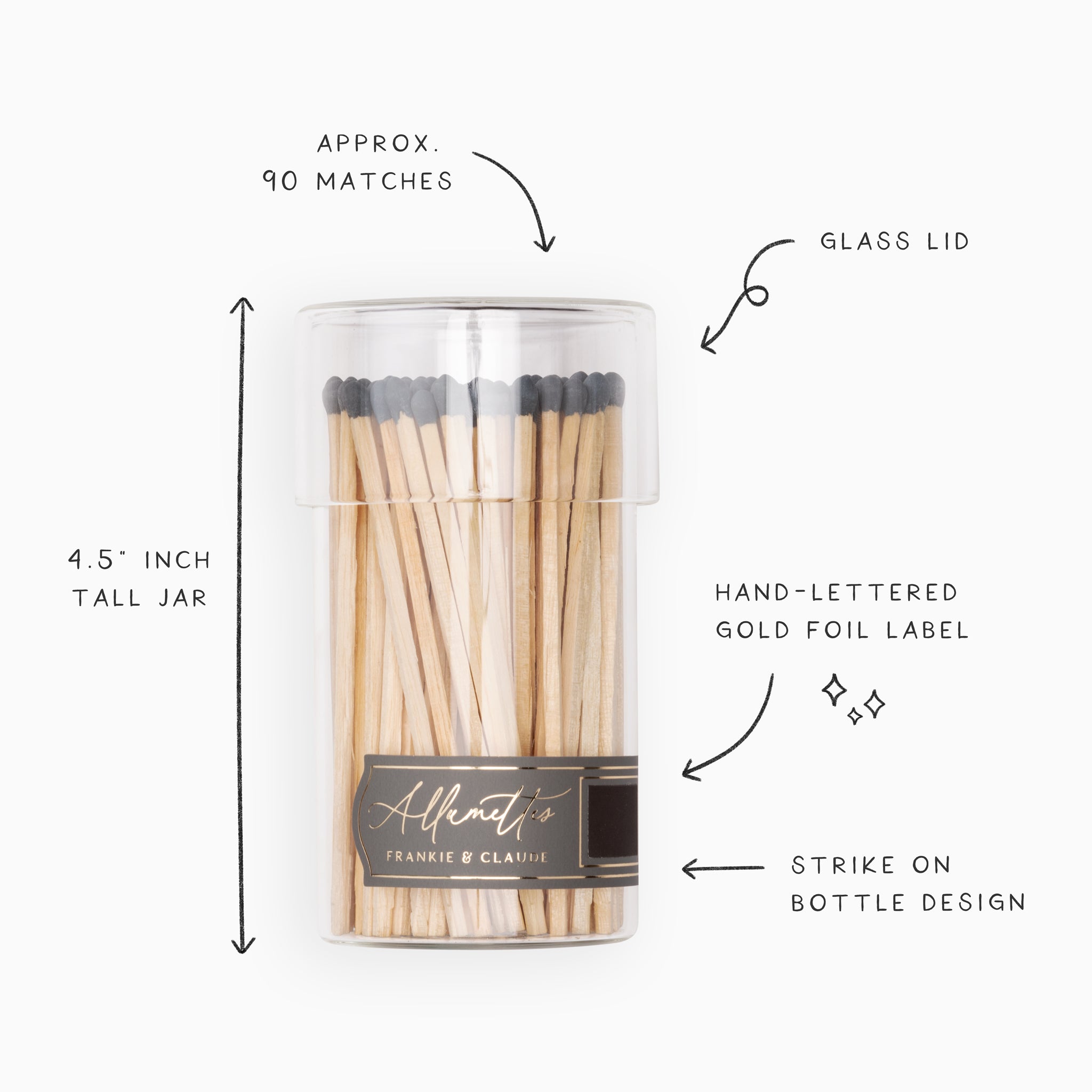 Charcoal Gray Allumette Match Jar