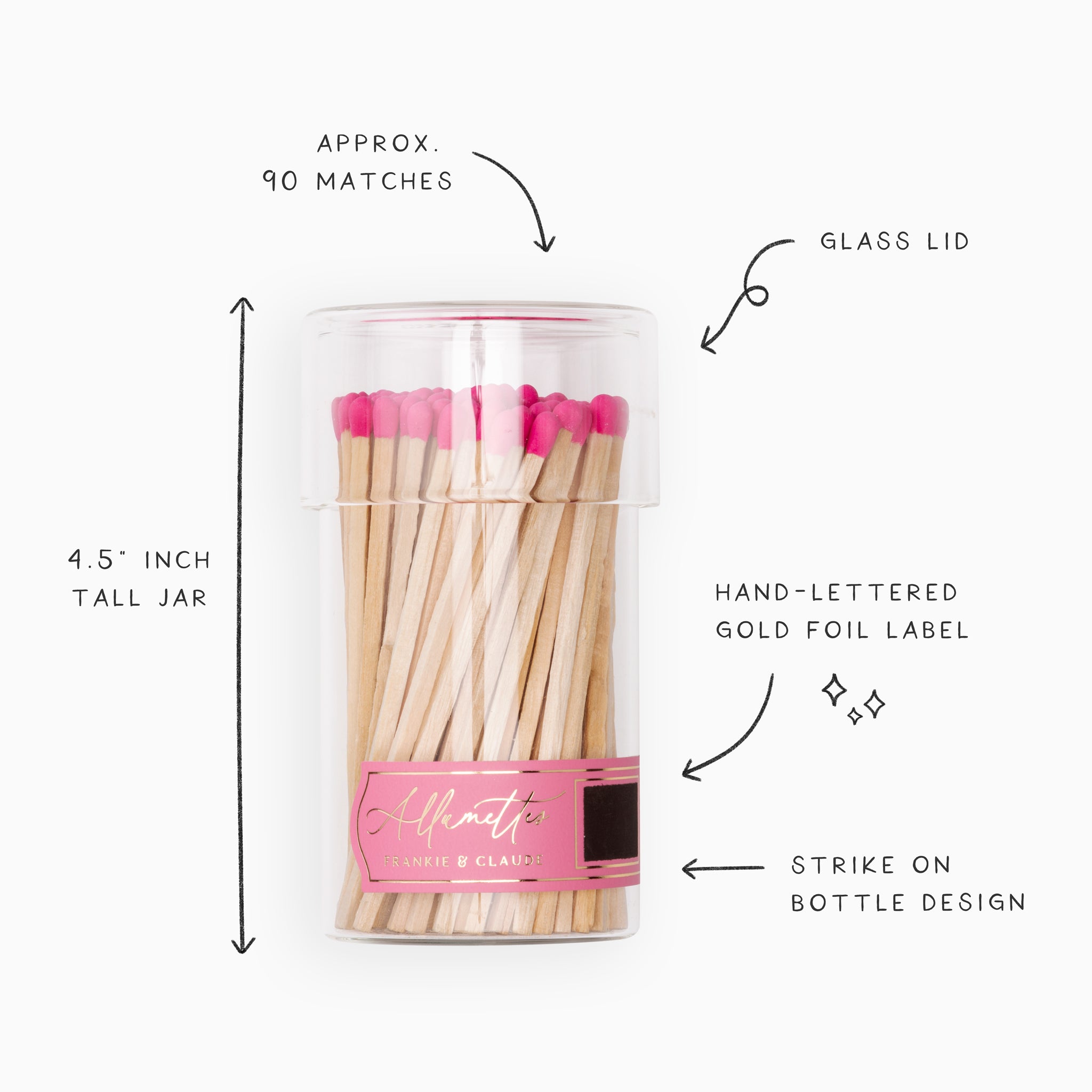 Hot Pink Allumette Match Jar