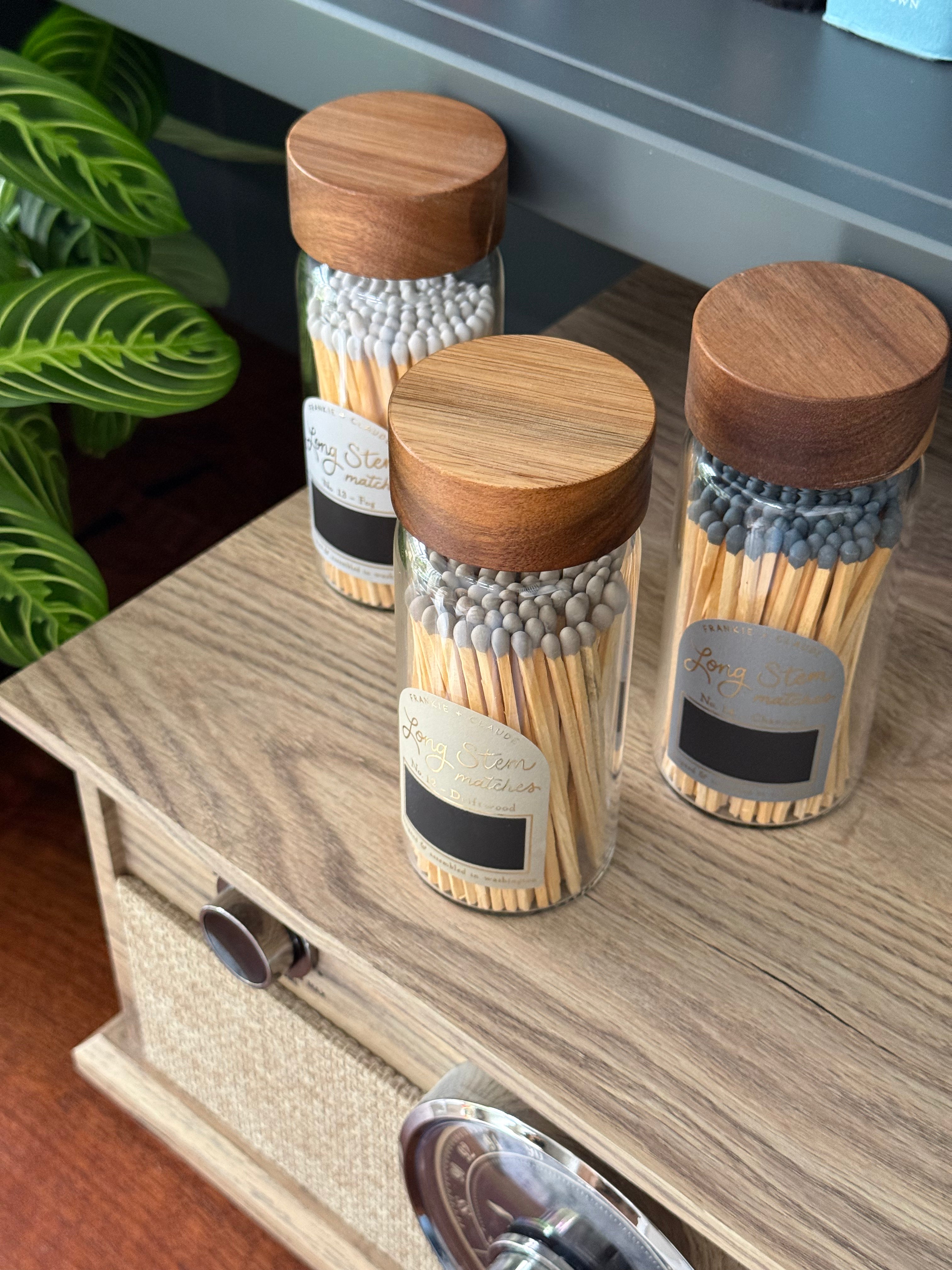 Dark Gray Long Stem Match Jar