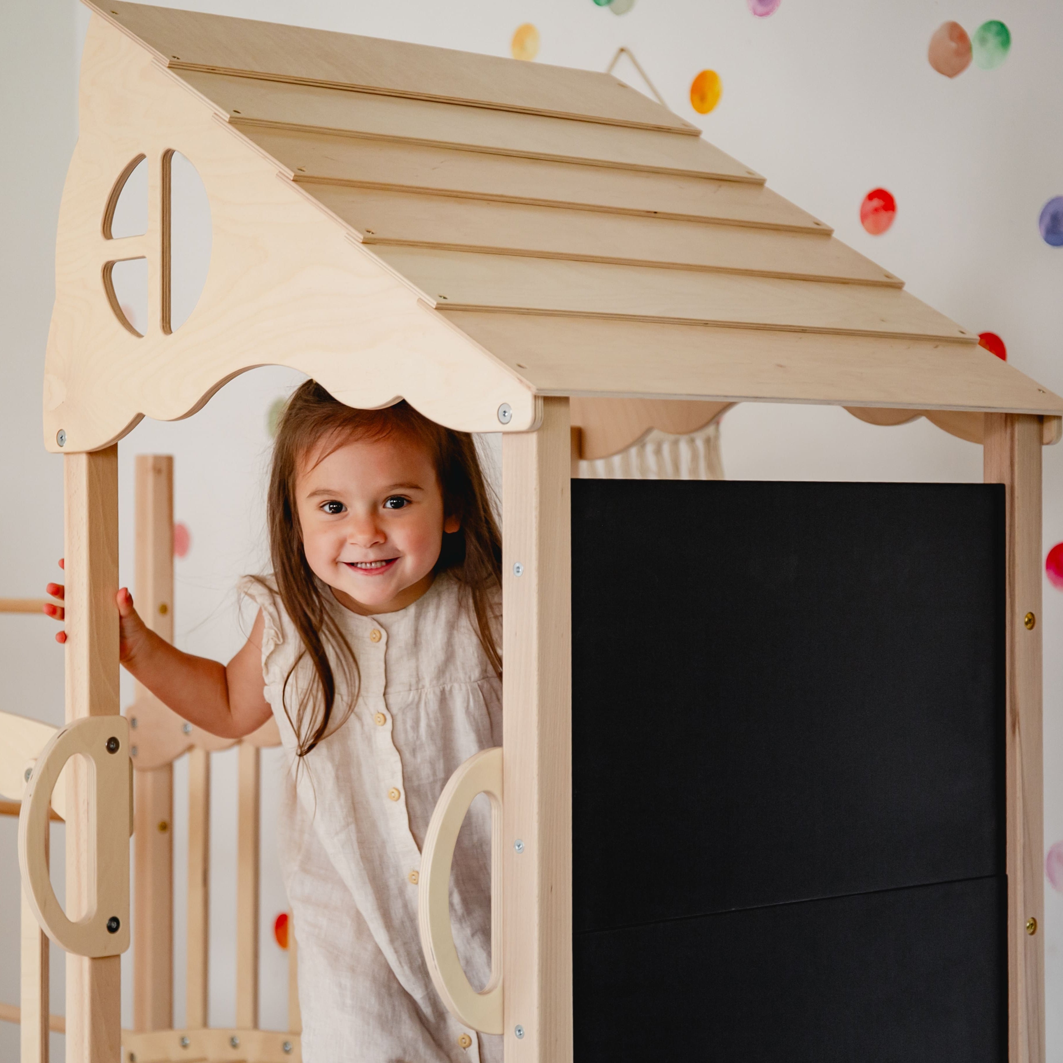 Large Indoor Wood Playground Climber with Houses