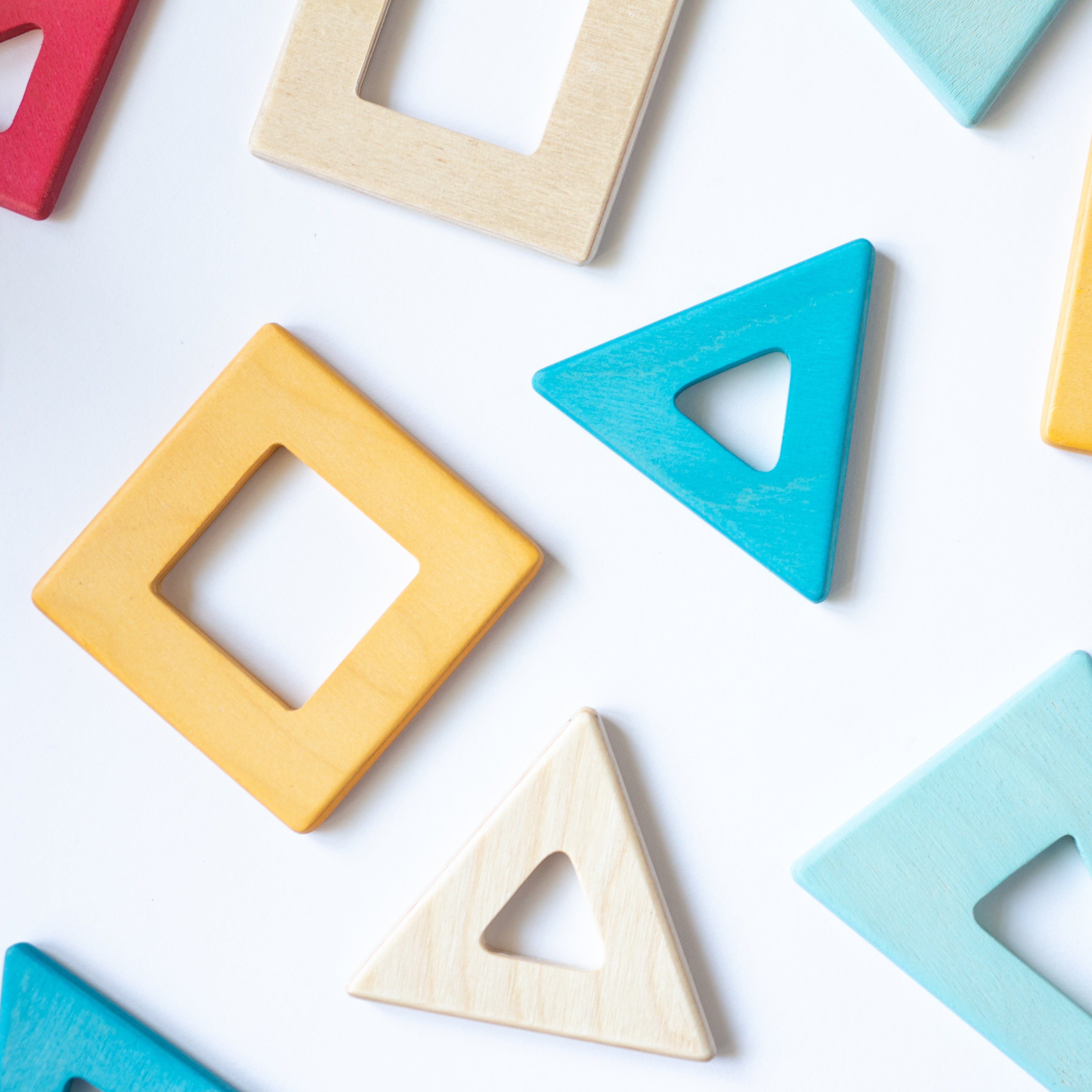 Colorful geometric shapes on a white background