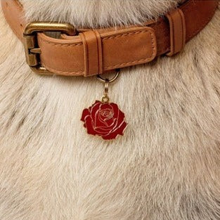 Red Rose Pet ID Tag