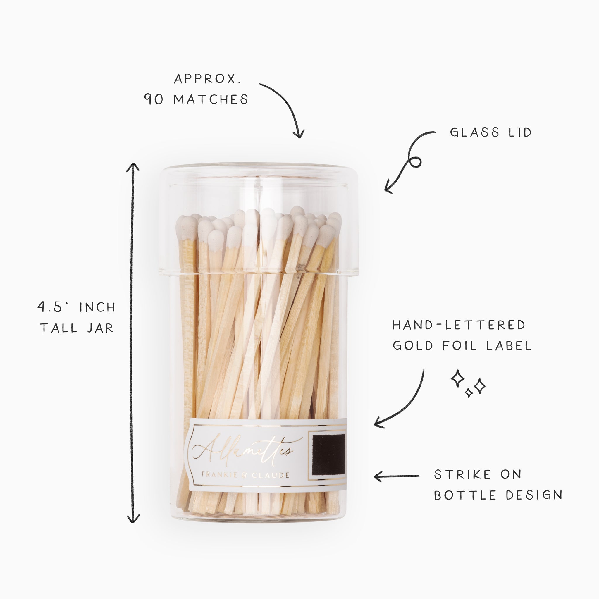 White Allumette Match Jar