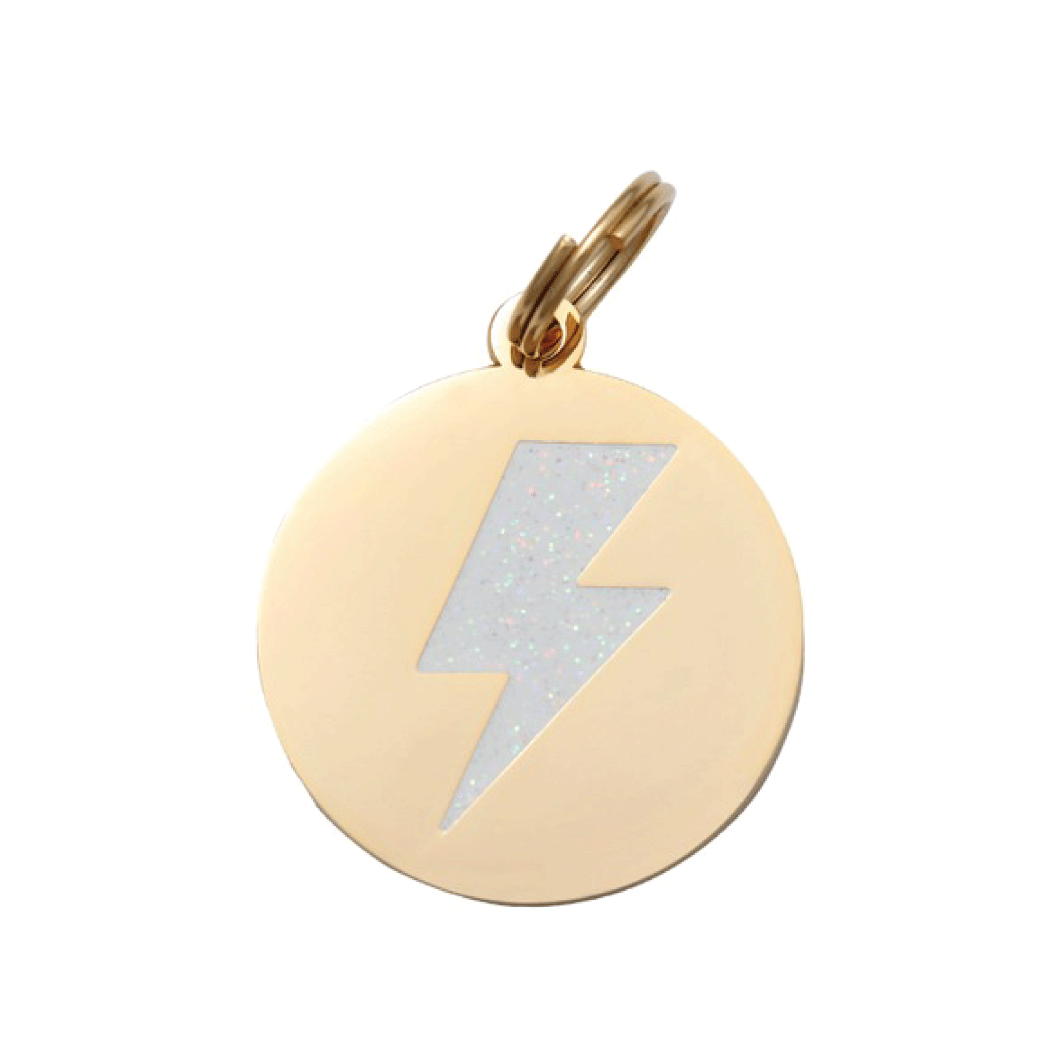 White & Gold Lightning Bolt Pet Id Tag