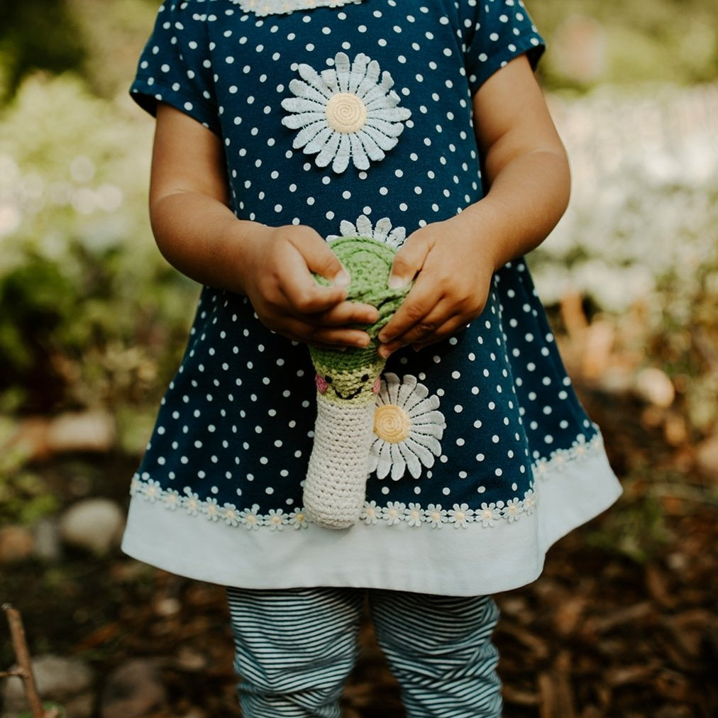 Friendly Crocheted Leek Rattle