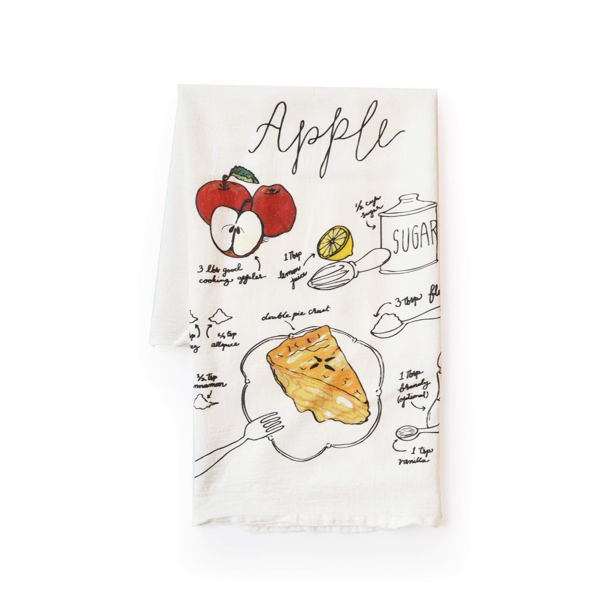 Apple Pie Recipe Tea Towel