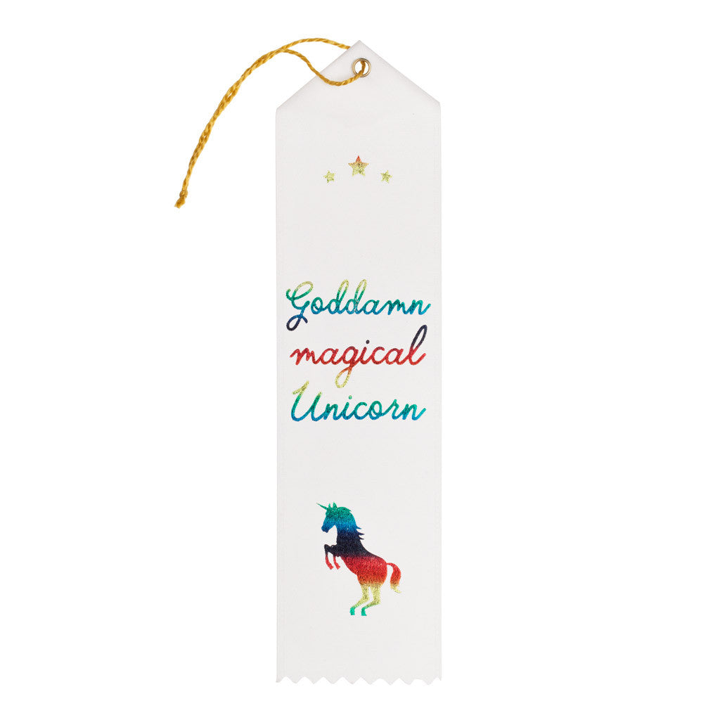 Goddamn magical unicorn award ribbon
