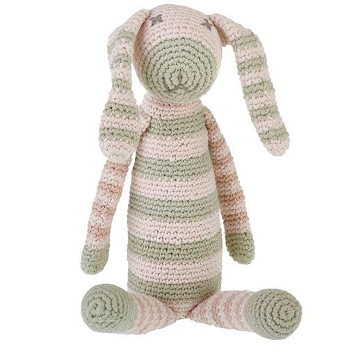 Teal Organic Striped Crocheted Bunny