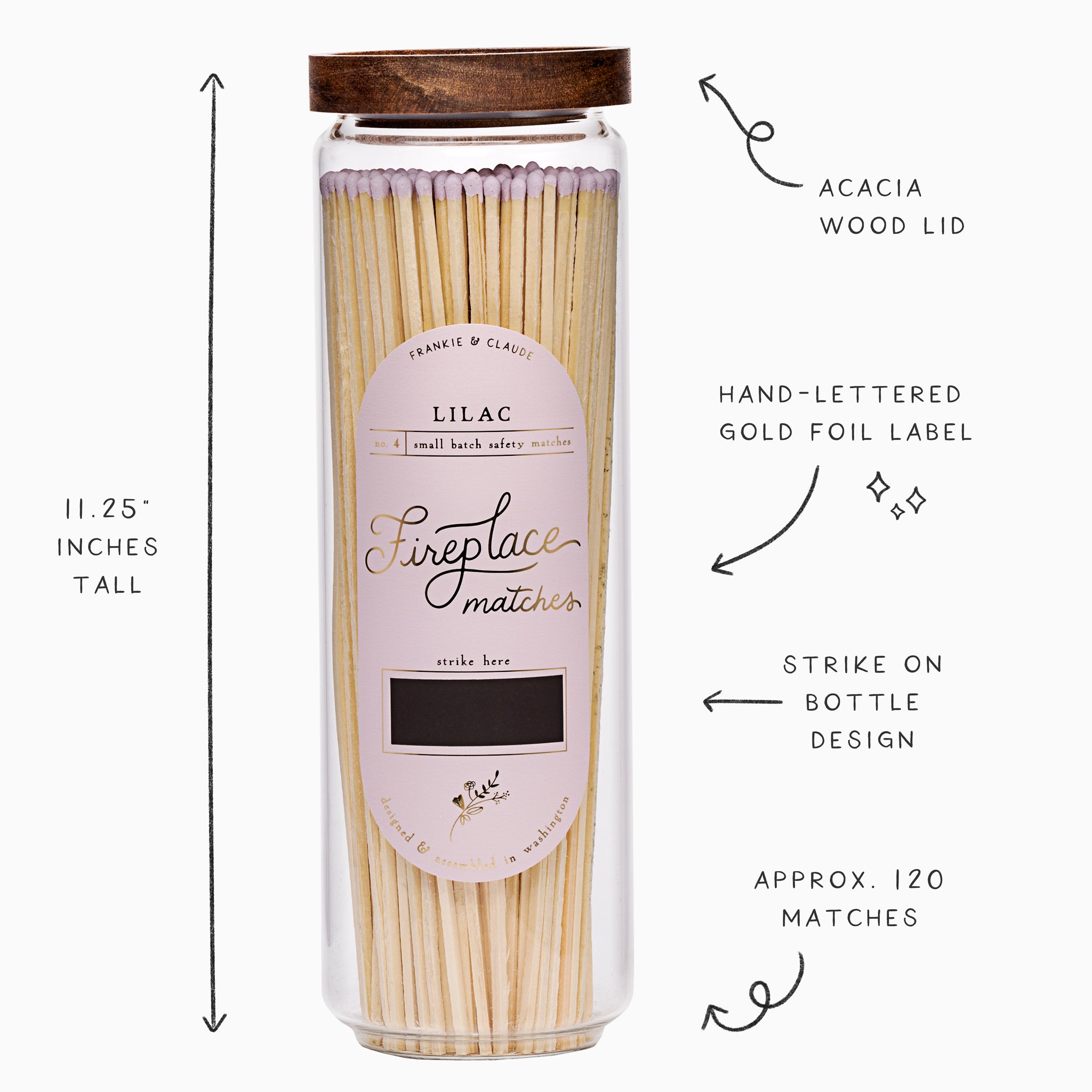Lilac Fireplace Match Jar