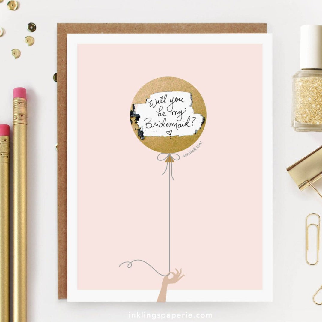 Pink & Gold Balloon Scratch-off Card