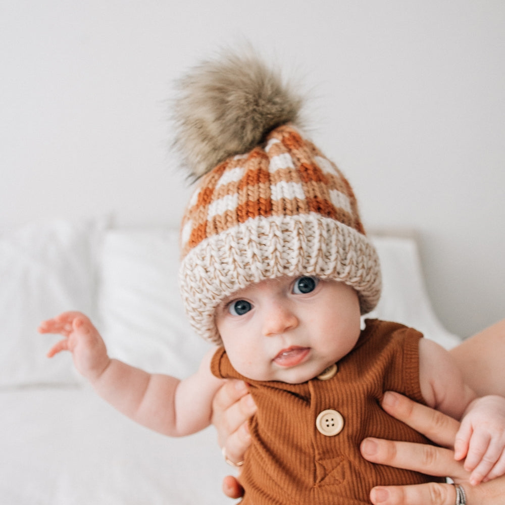 Sienna Buffalo Check Pom Pom Beanie