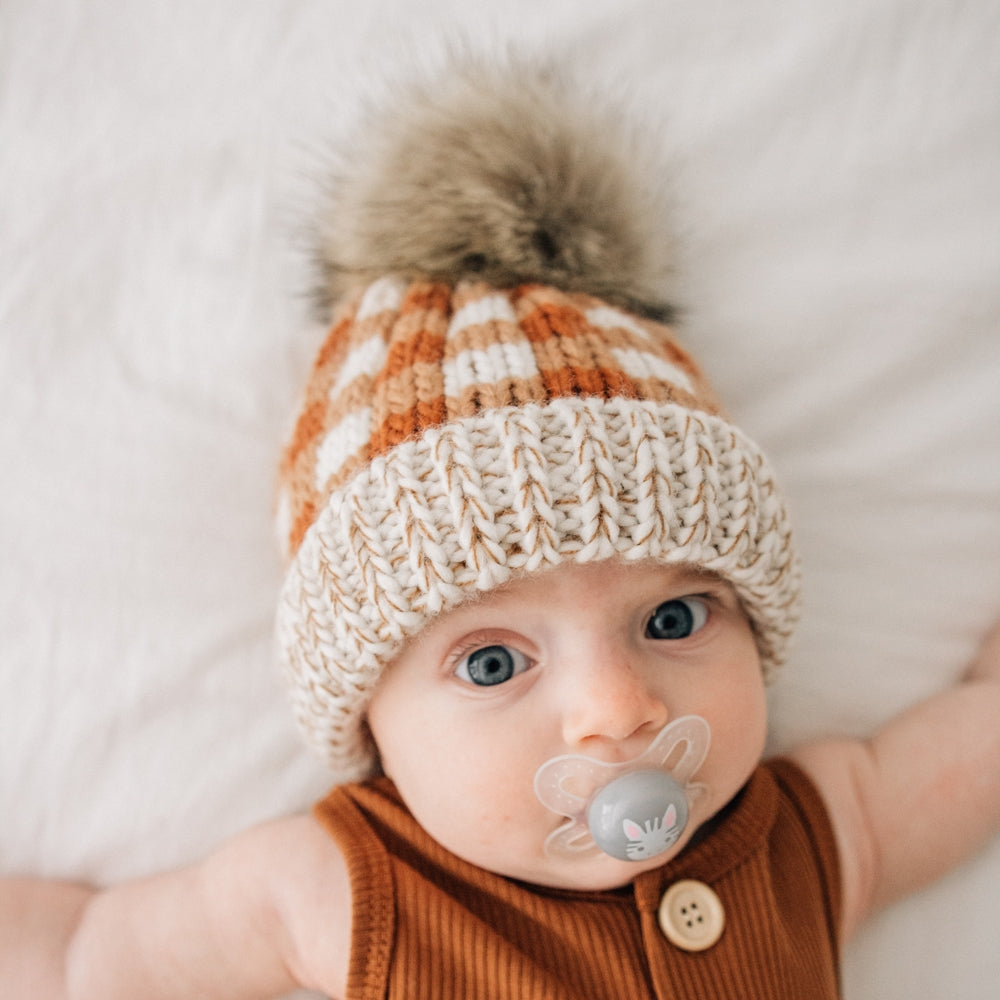 Sienna Buffalo Check Pom Pom Beanie