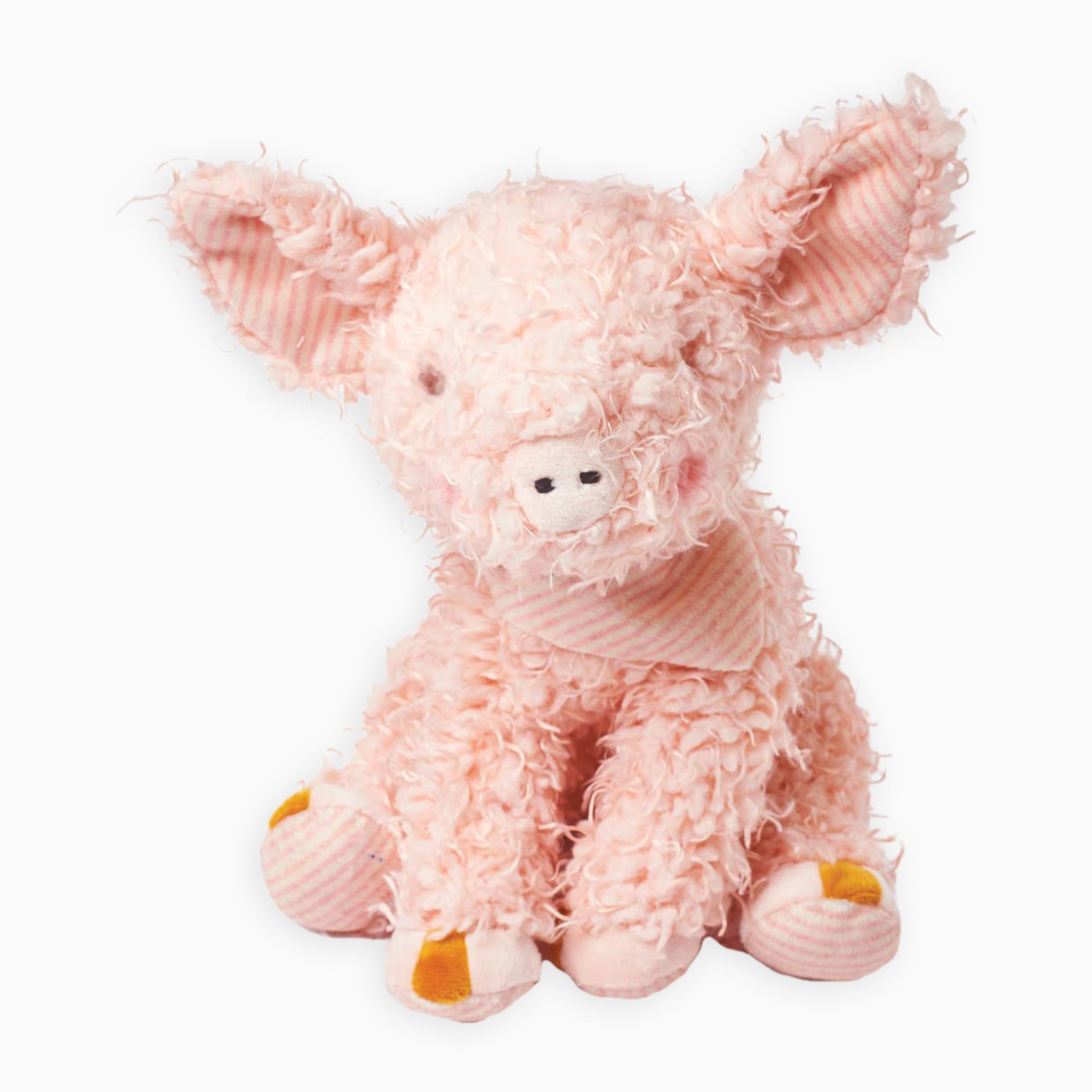 Close-up of Hammie the Plush Piglet's adorable face, highlighting its kissably cute snout and hand-embroidered details.