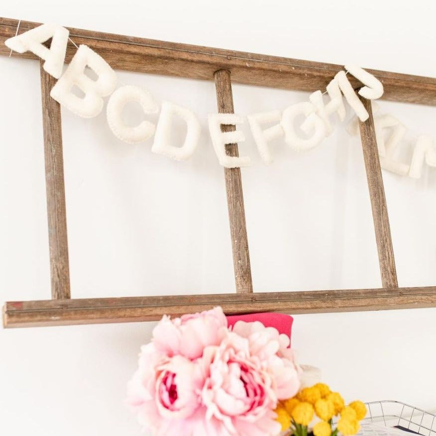 White Felt Alphabet Garland