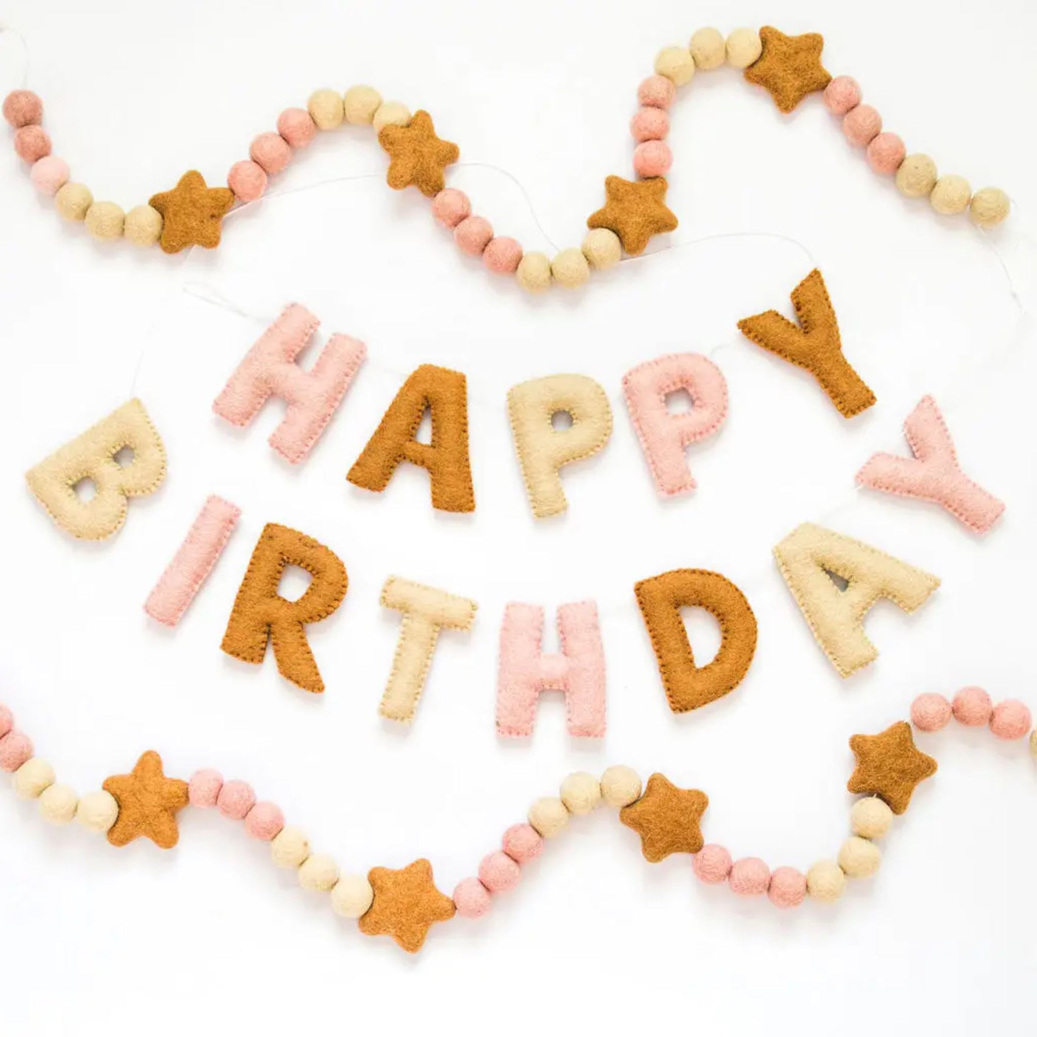 Pink & Yellow Felt Happy Birthday Garland