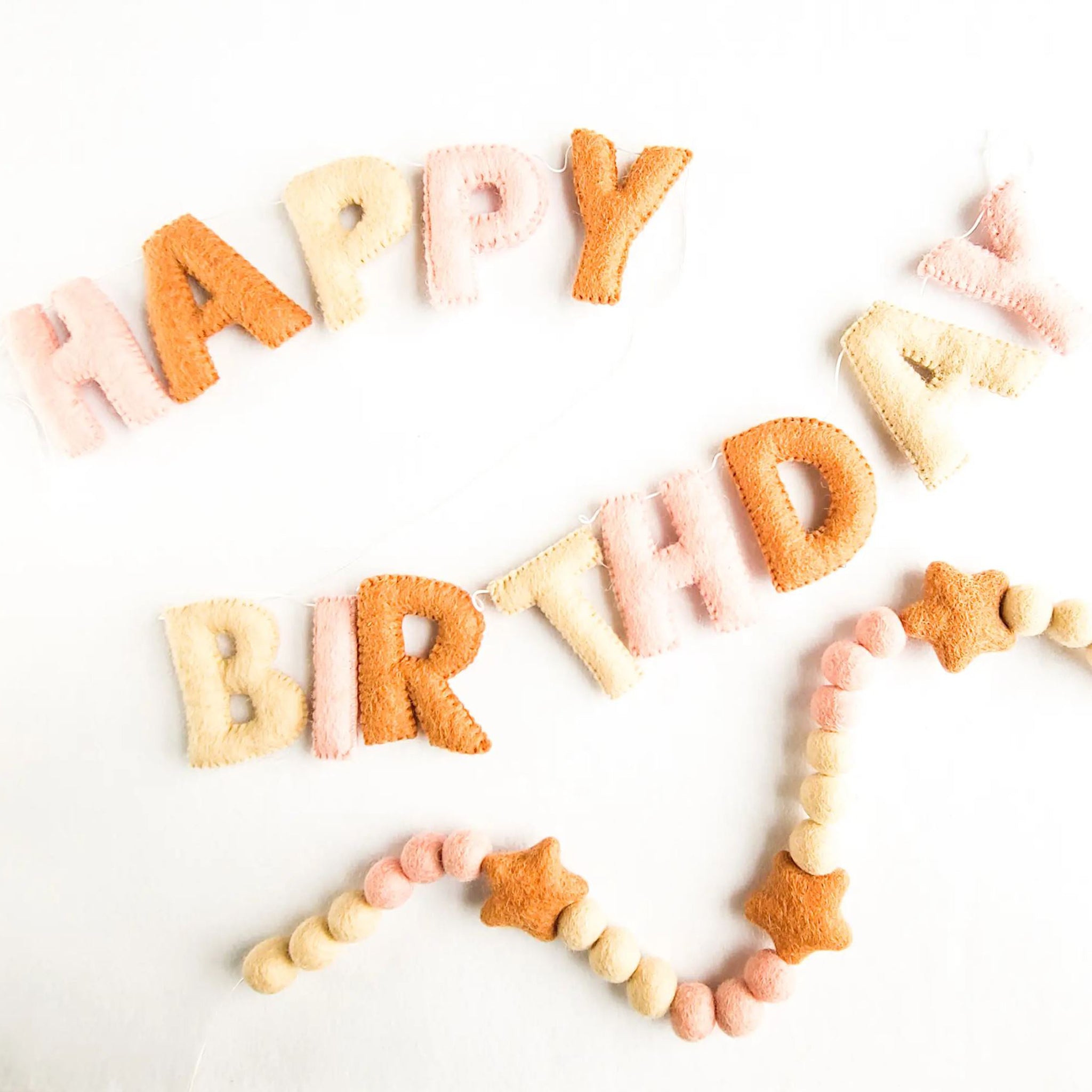 Pink & Yellow Felt Happy Birthday Garland