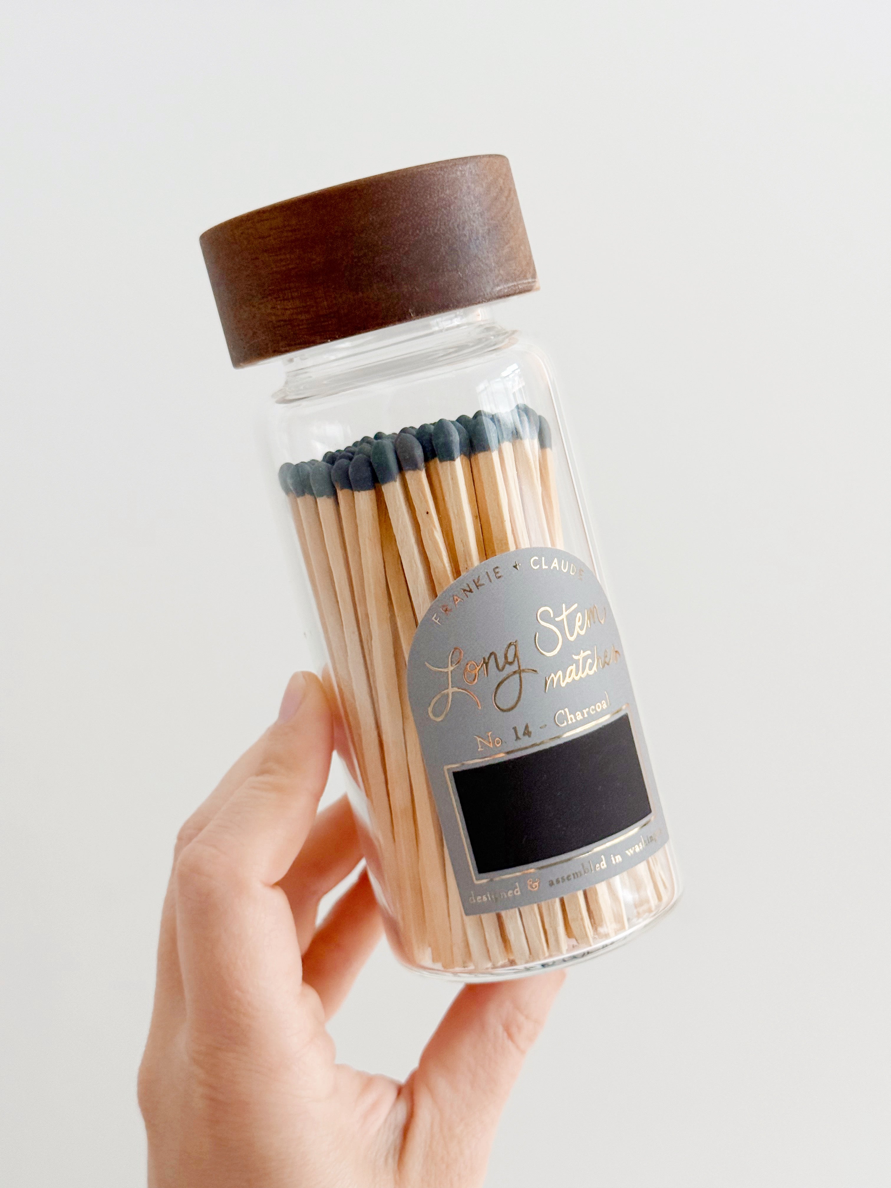 Dark Gray Long Stem Match Jar