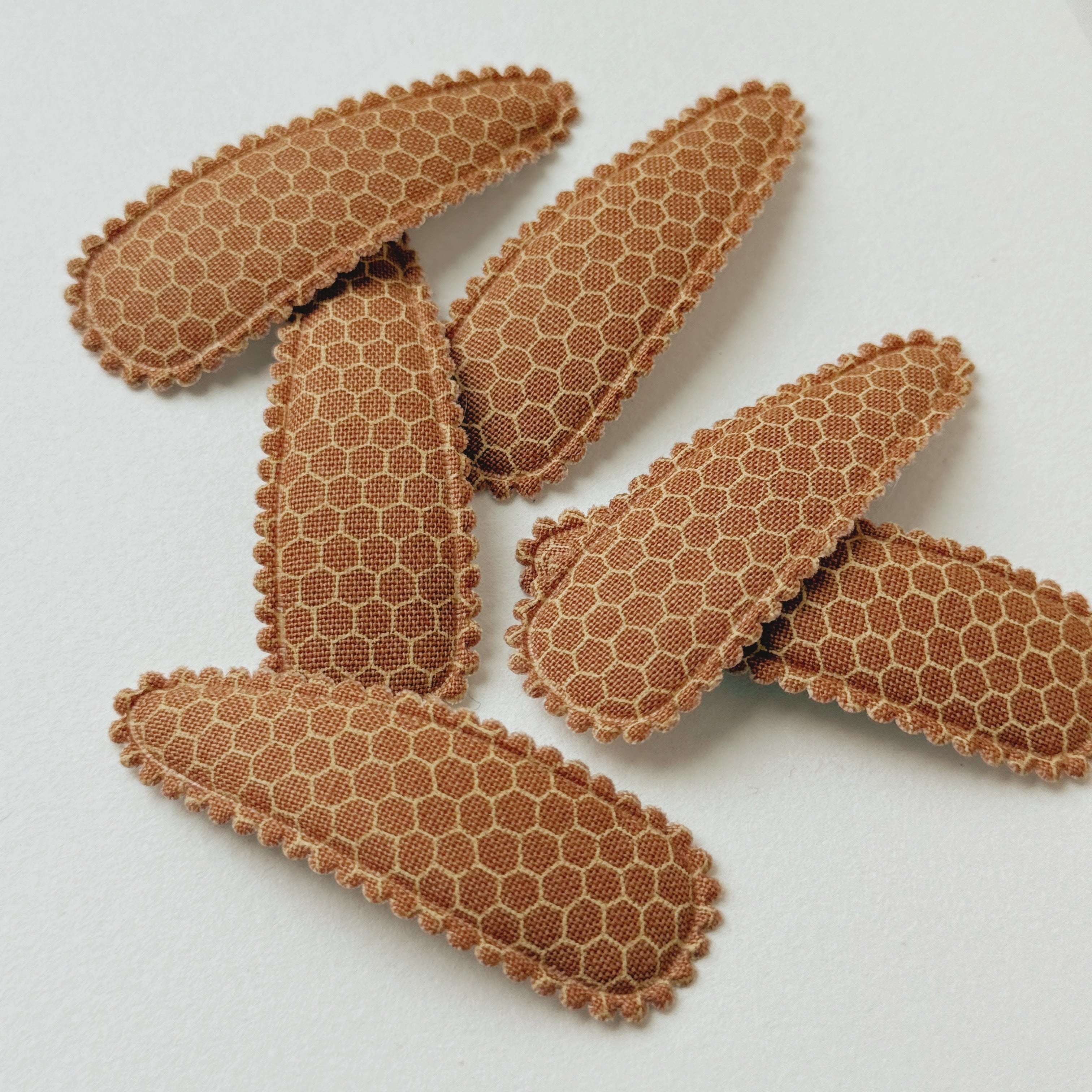 Burnt Orange Honeycomb Scalloped Edge Hair Clips
