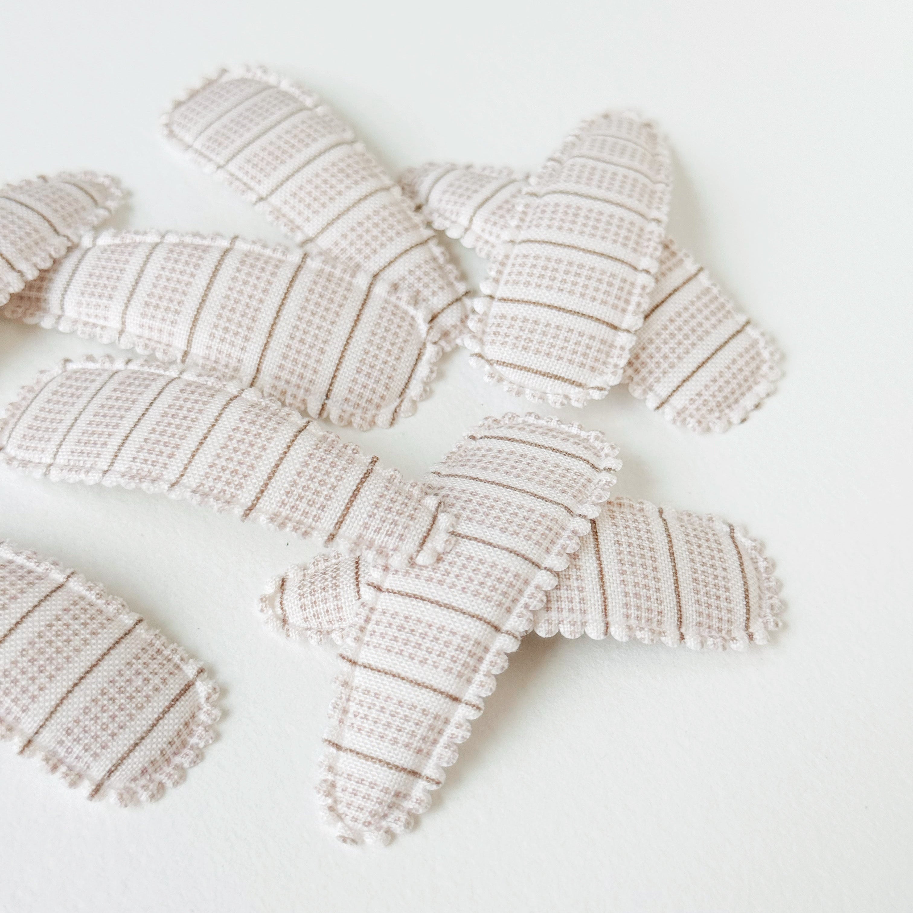 Soft Taupe Stripe Scalloped Edge Hair Clips