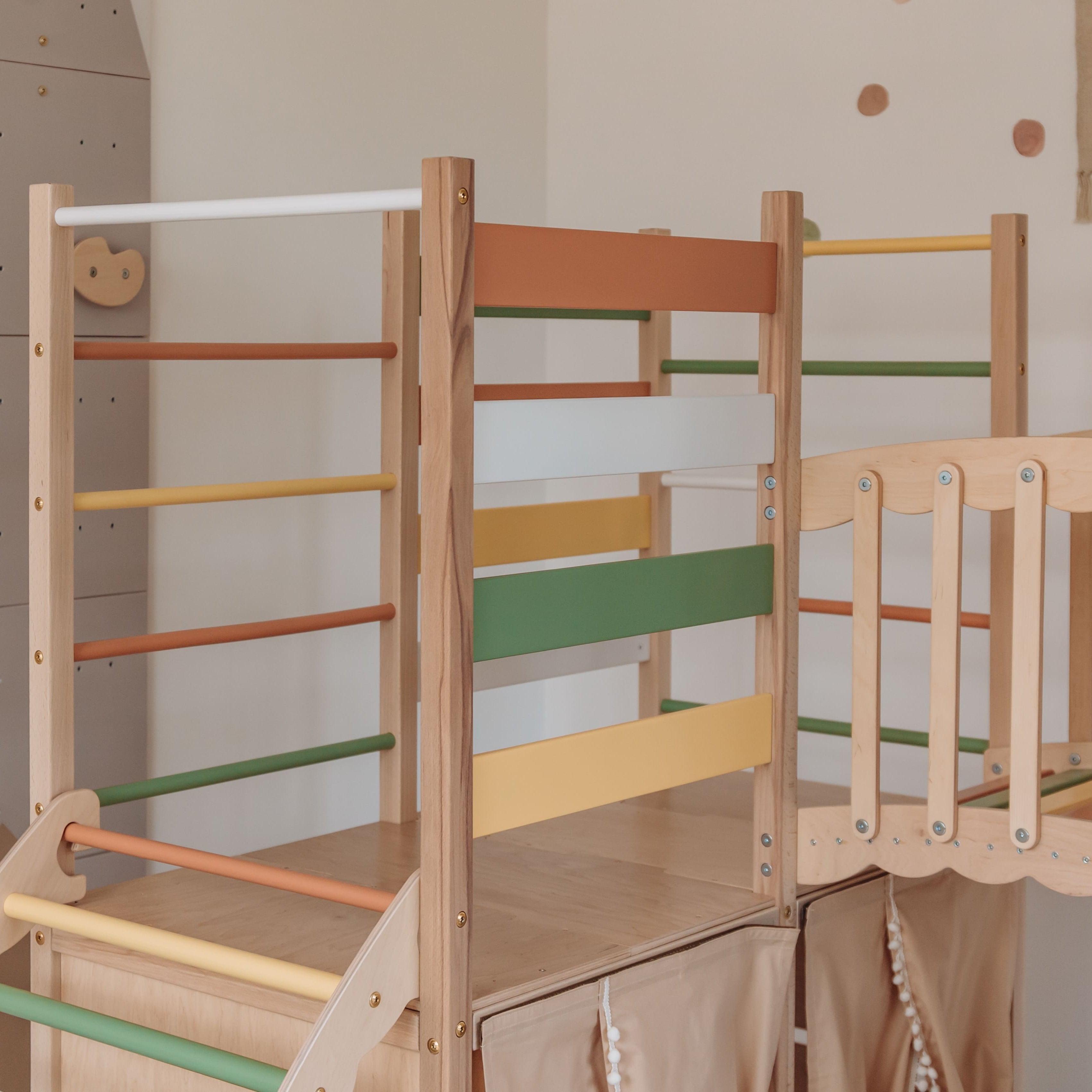 Large Indoor Wood Playground Climber with Houses