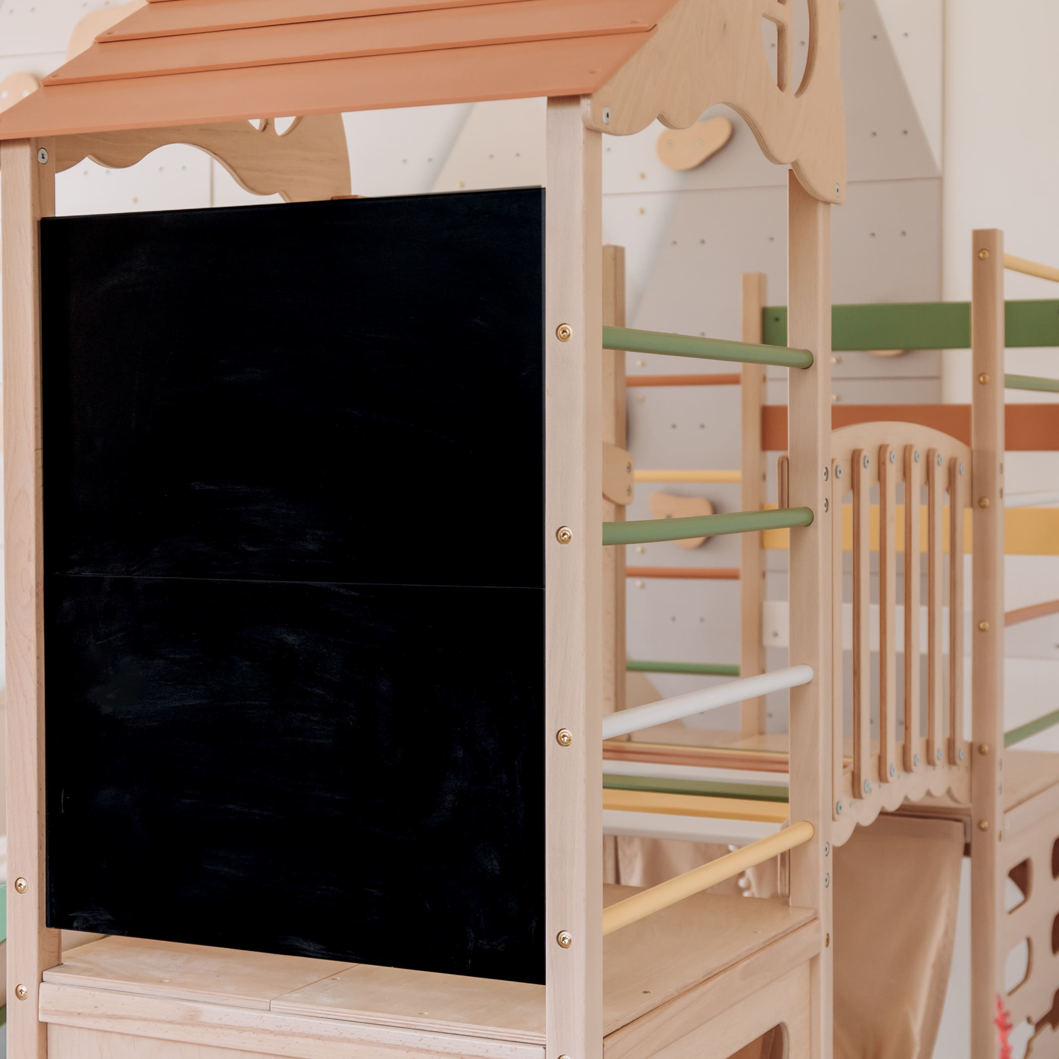 Large Indoor Wood Playground Climber with Houses