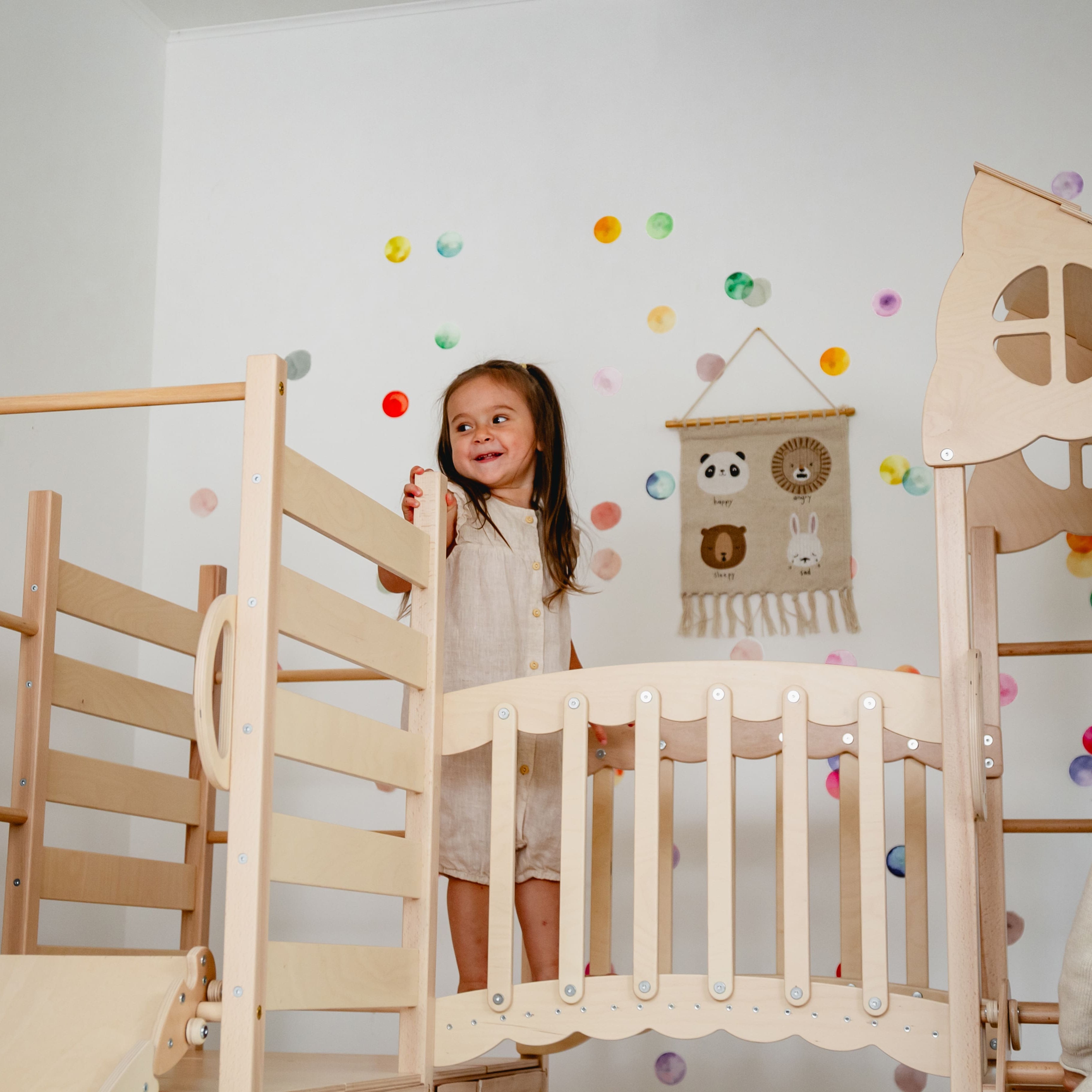 Large Indoor Wood Playground Climber with Houses