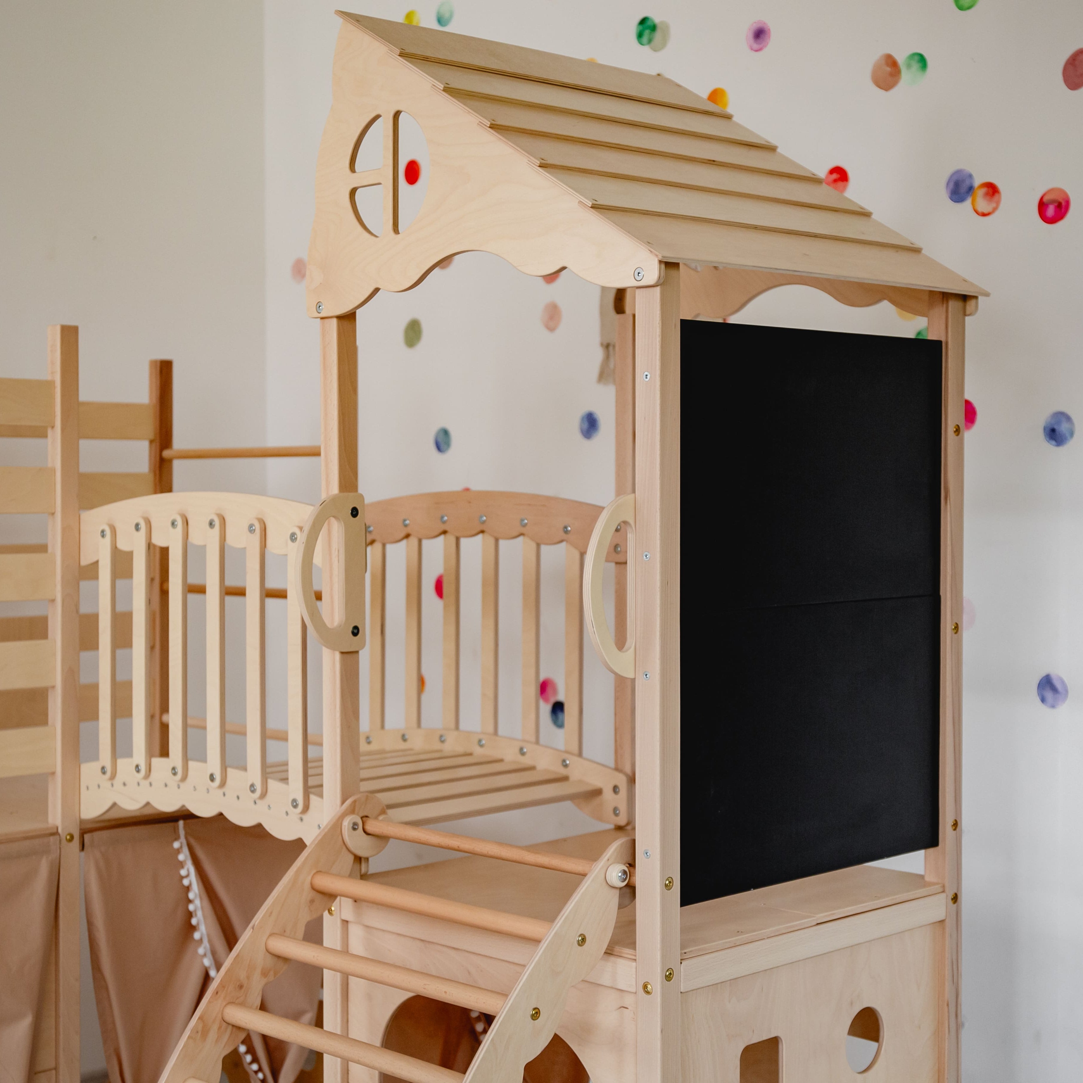 Large Indoor Wood Playground Climber with Houses