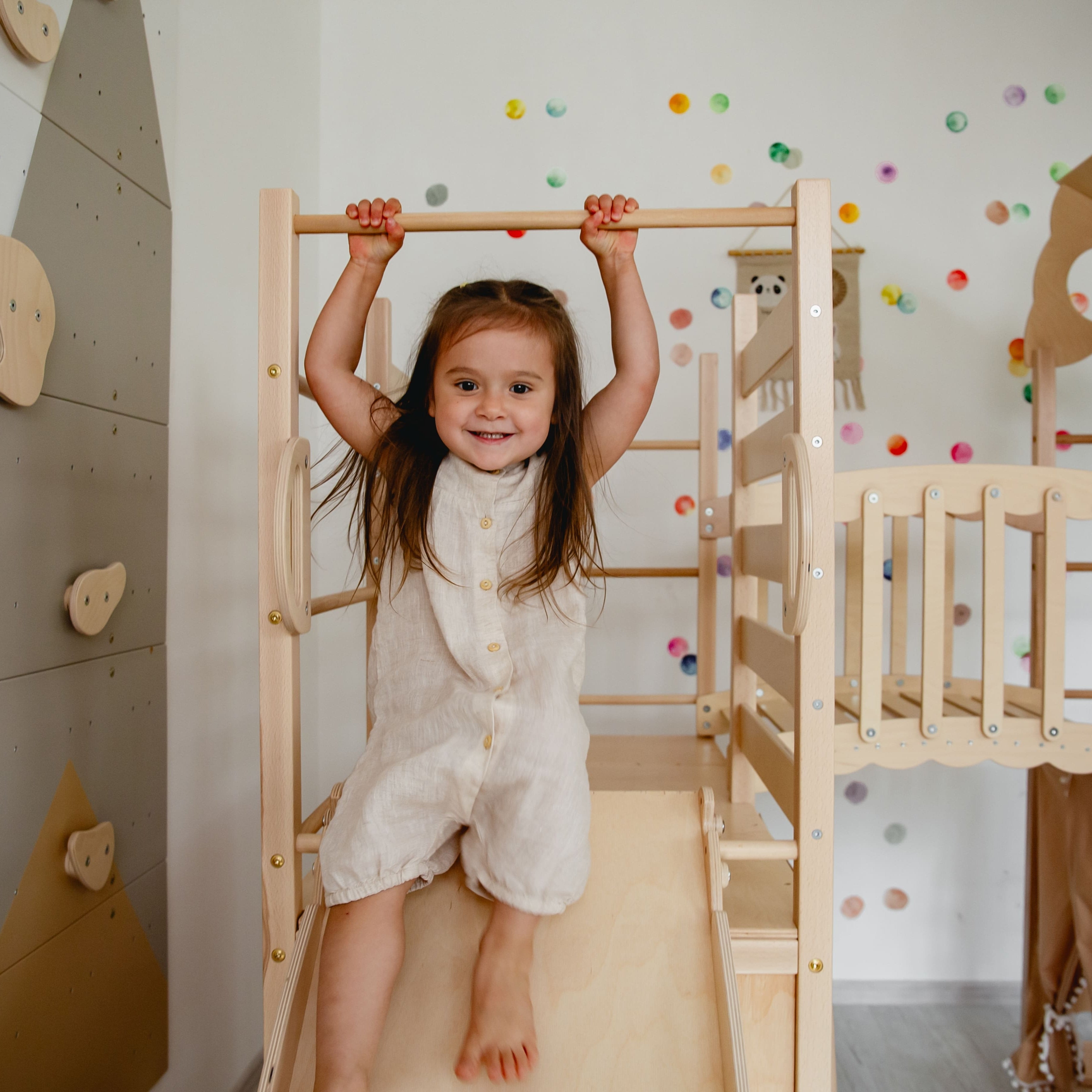 Large Indoor Wood Playground Climber with Houses