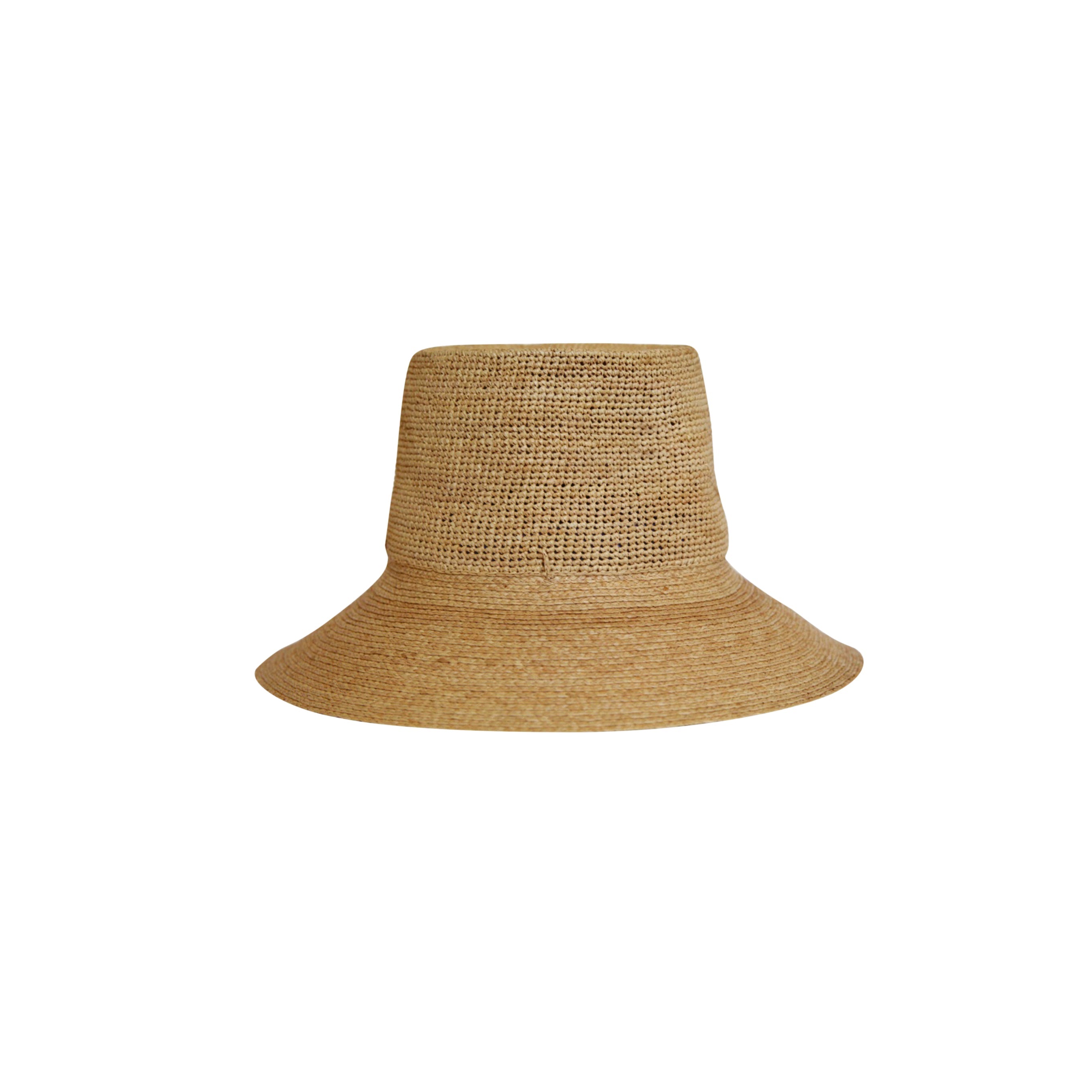 Brown woven hat on a white background