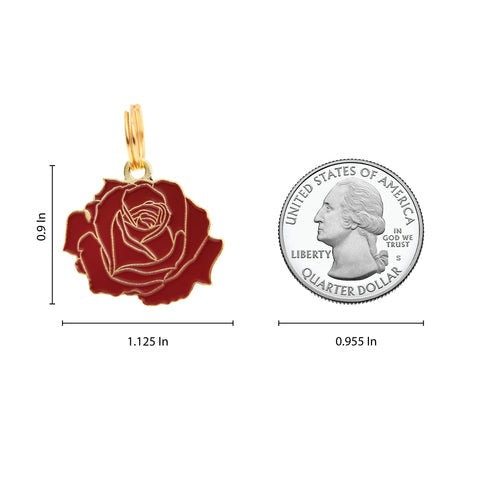 Red Rose Pet ID Tag