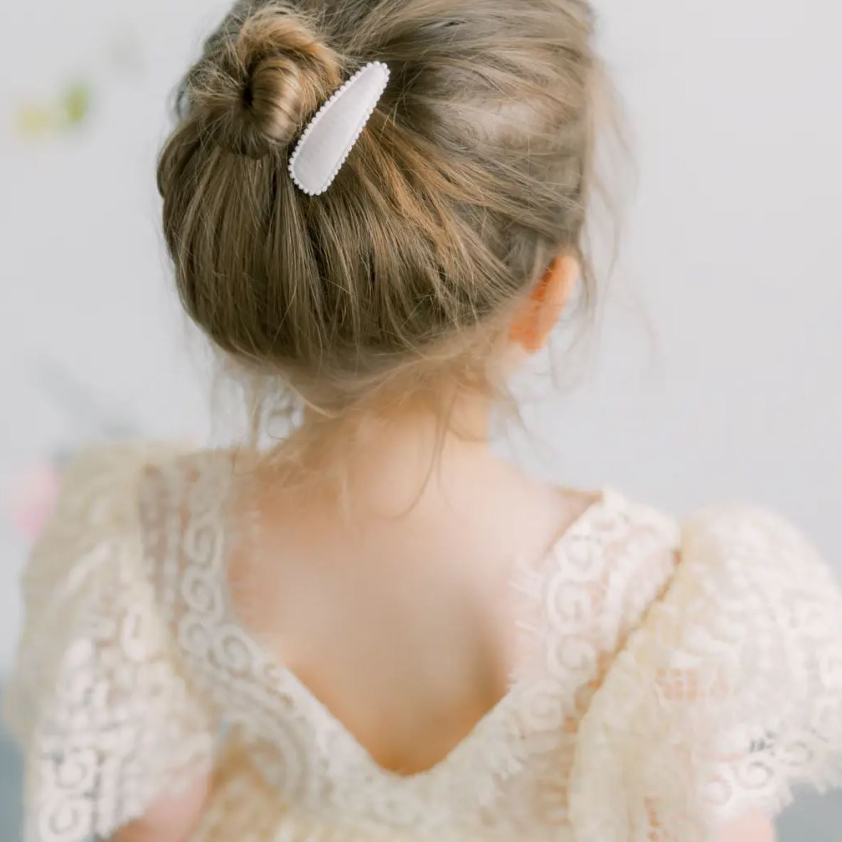 Golden Flax Embroidered Scalloped Edge Hair Clips