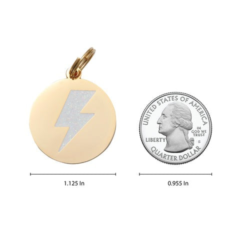 White & Gold Lightning Bolt Pet Id Tag