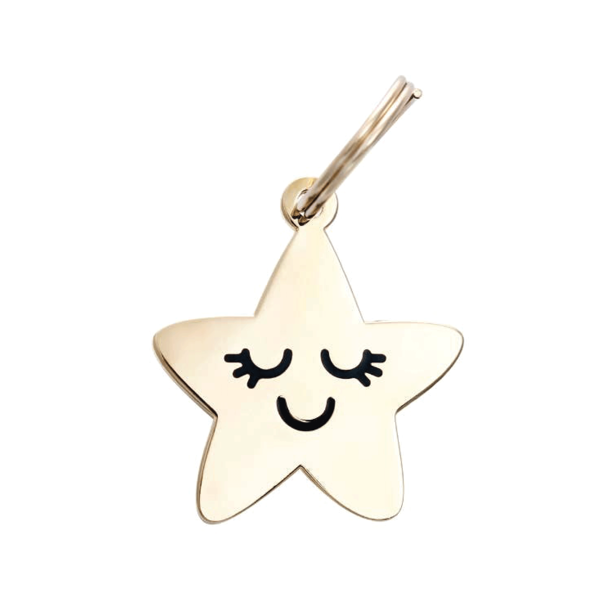 Gold Smiling Star Pet Id Tag