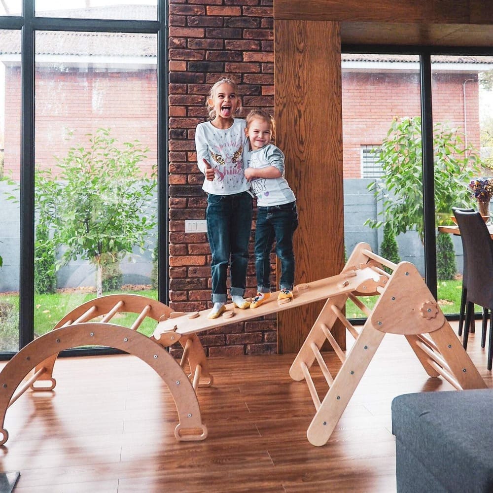 Montessori Climbing Set – Foldable Triangle, Climbing Arch & Rocker Board