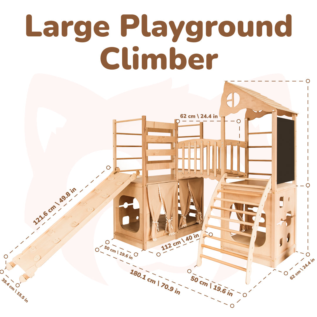 Large Indoor Wood Playground Climber with Houses