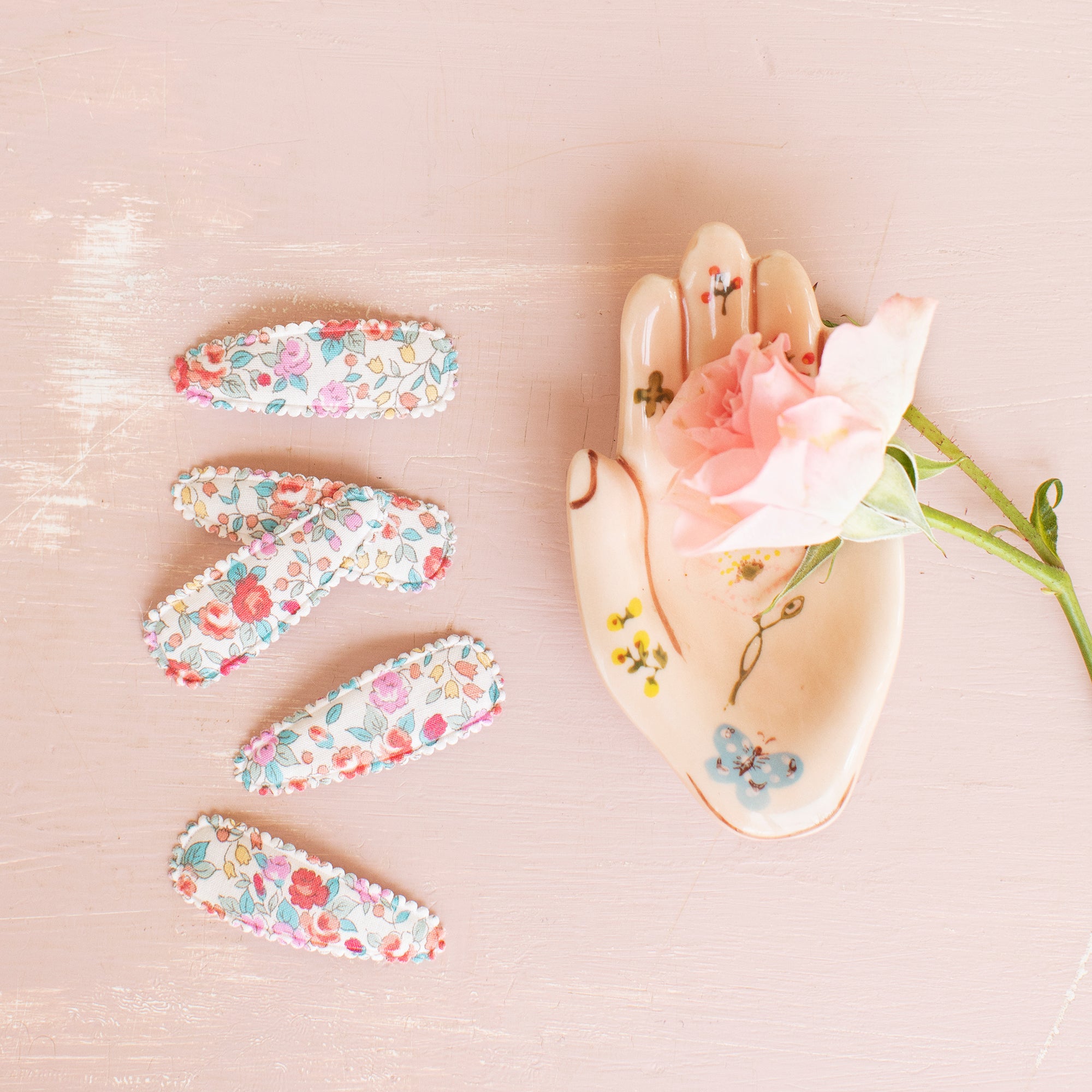 Blush Pink Suede Hair Clips