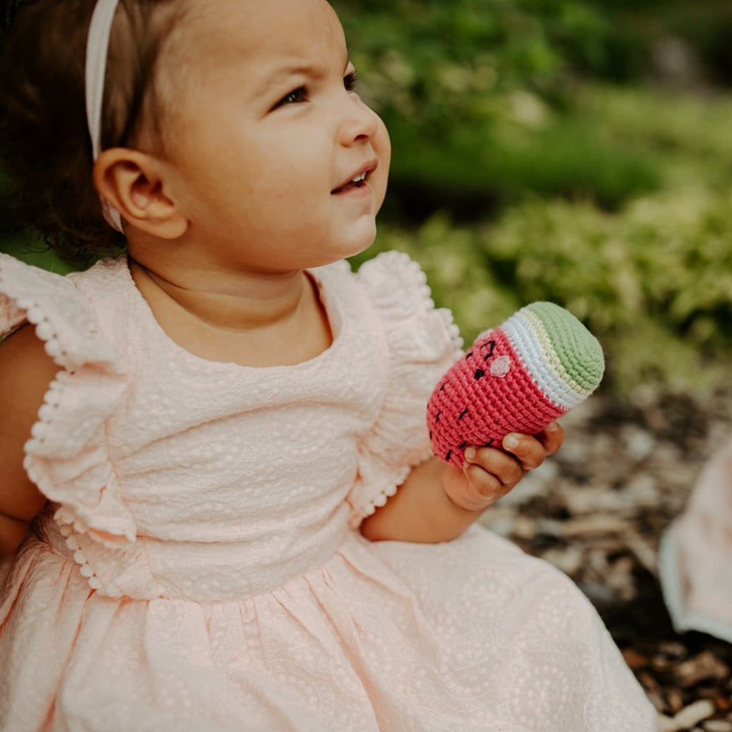 Friendly Crocheted Watermelon Rattle