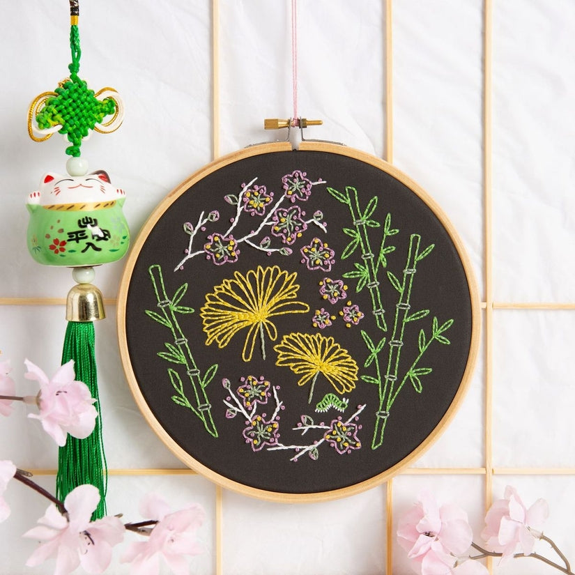 Gold Thread Embroidery, Beginner Botanical Embroidery Kit