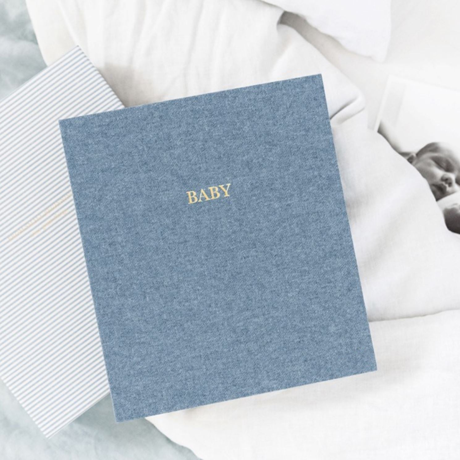 Chambray Linen Baby Book