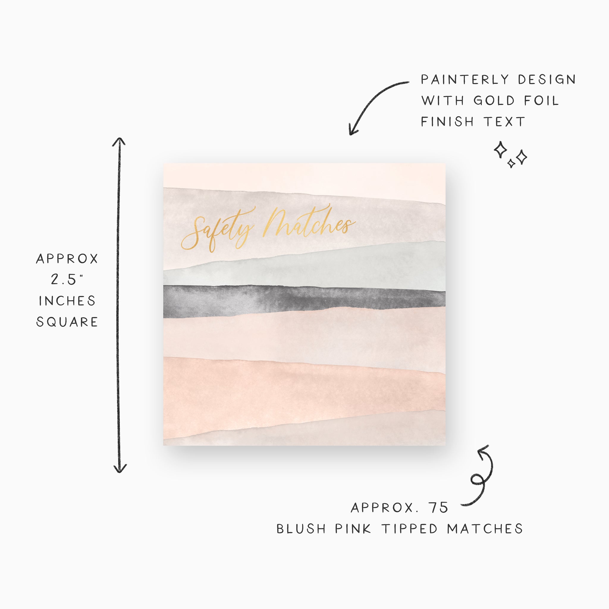 Abstract Blush Pink and Gray Match Box