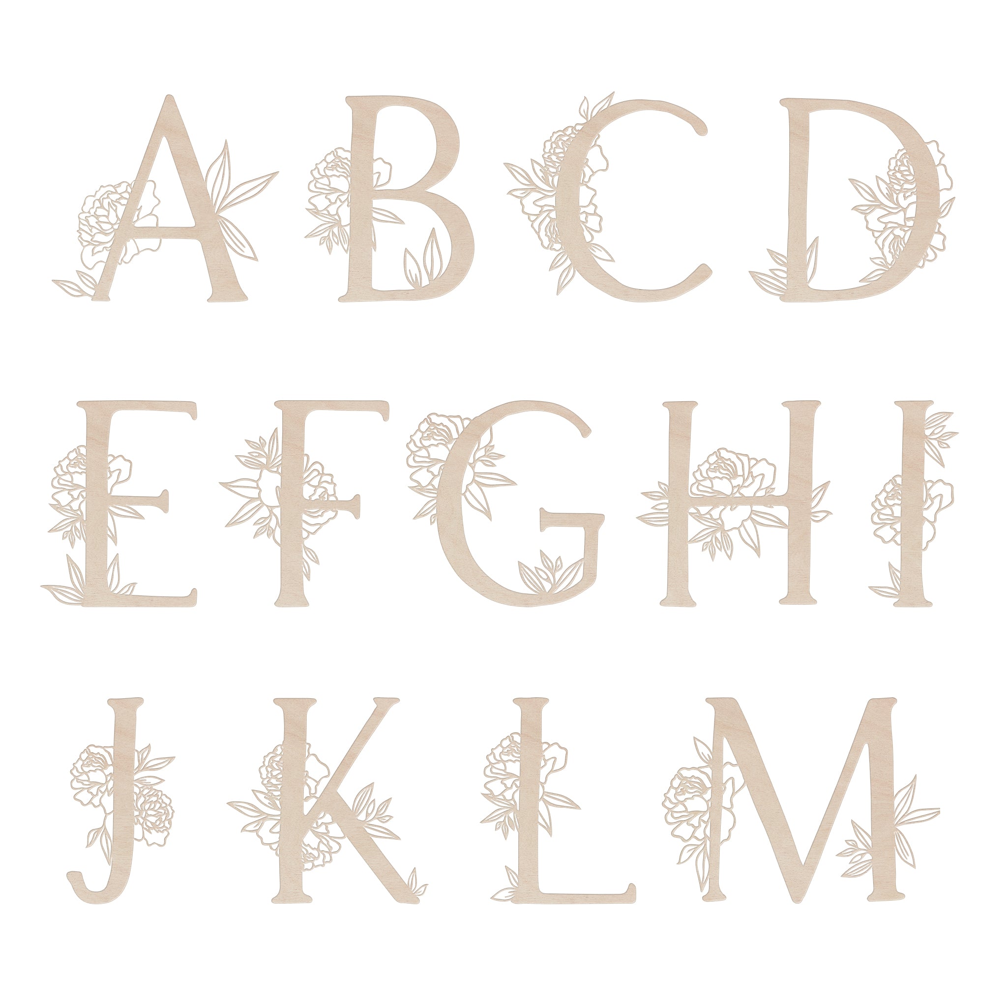 Floral Wood Letter Cutout