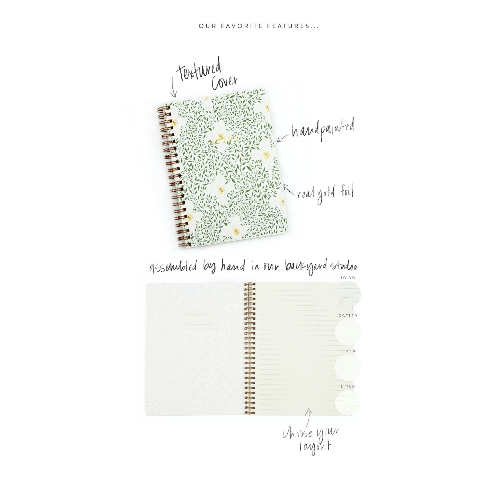 Jasmine Green Floral Notebook