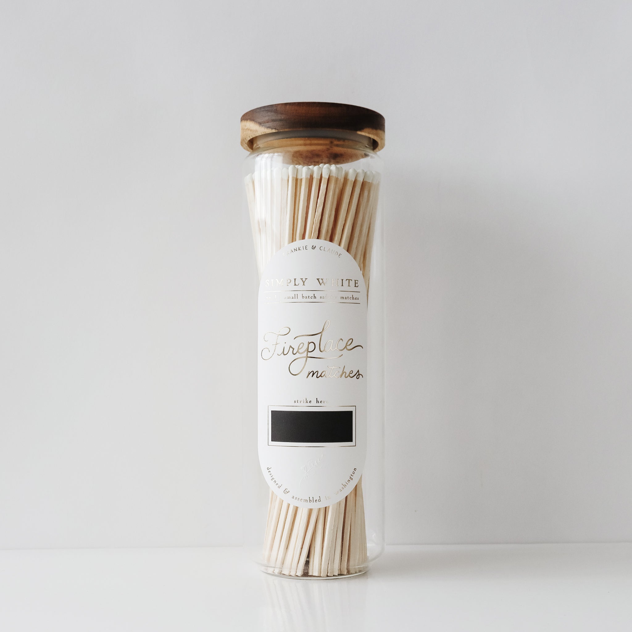 Simply White Fireplace Match Jar