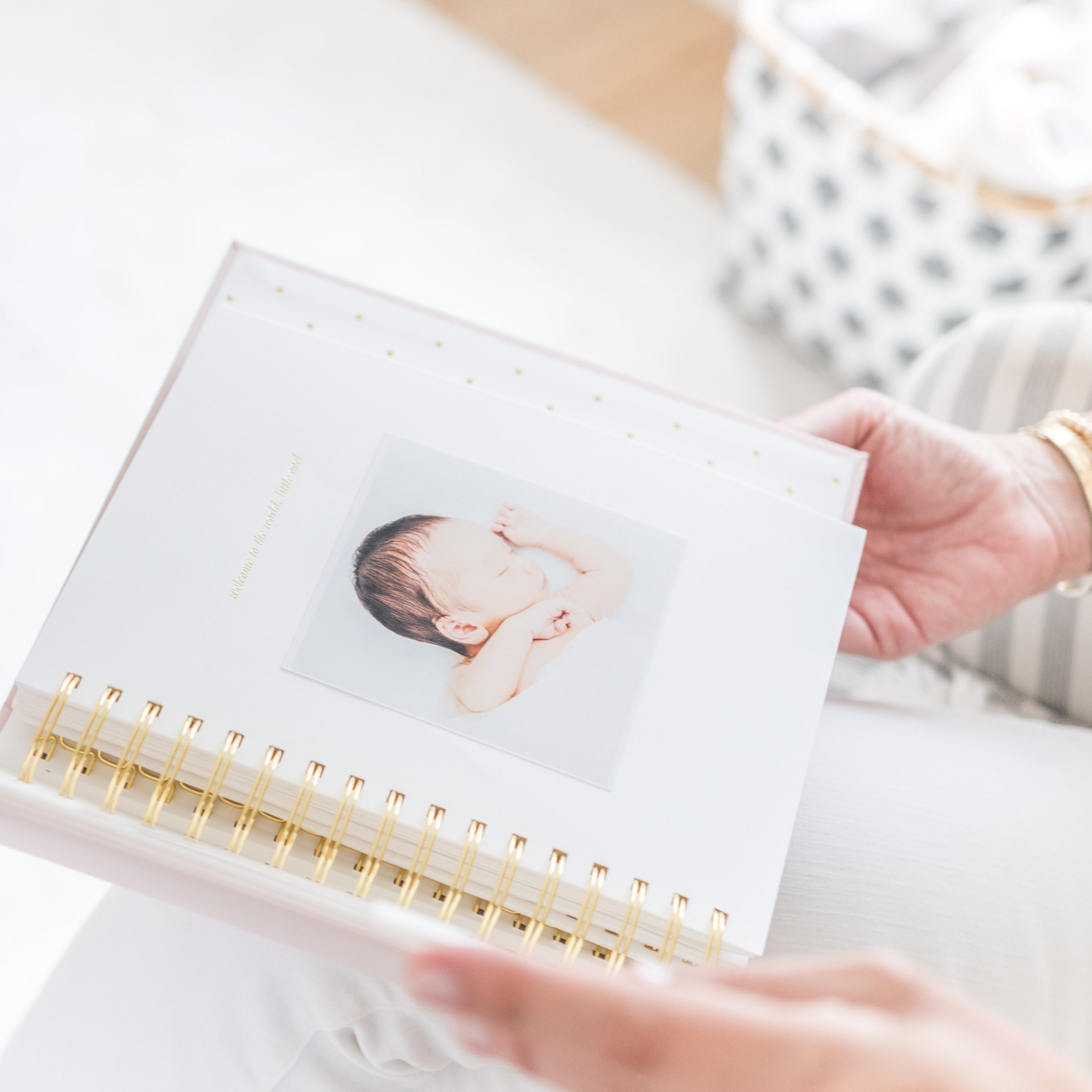 Pink Linen Baby Book