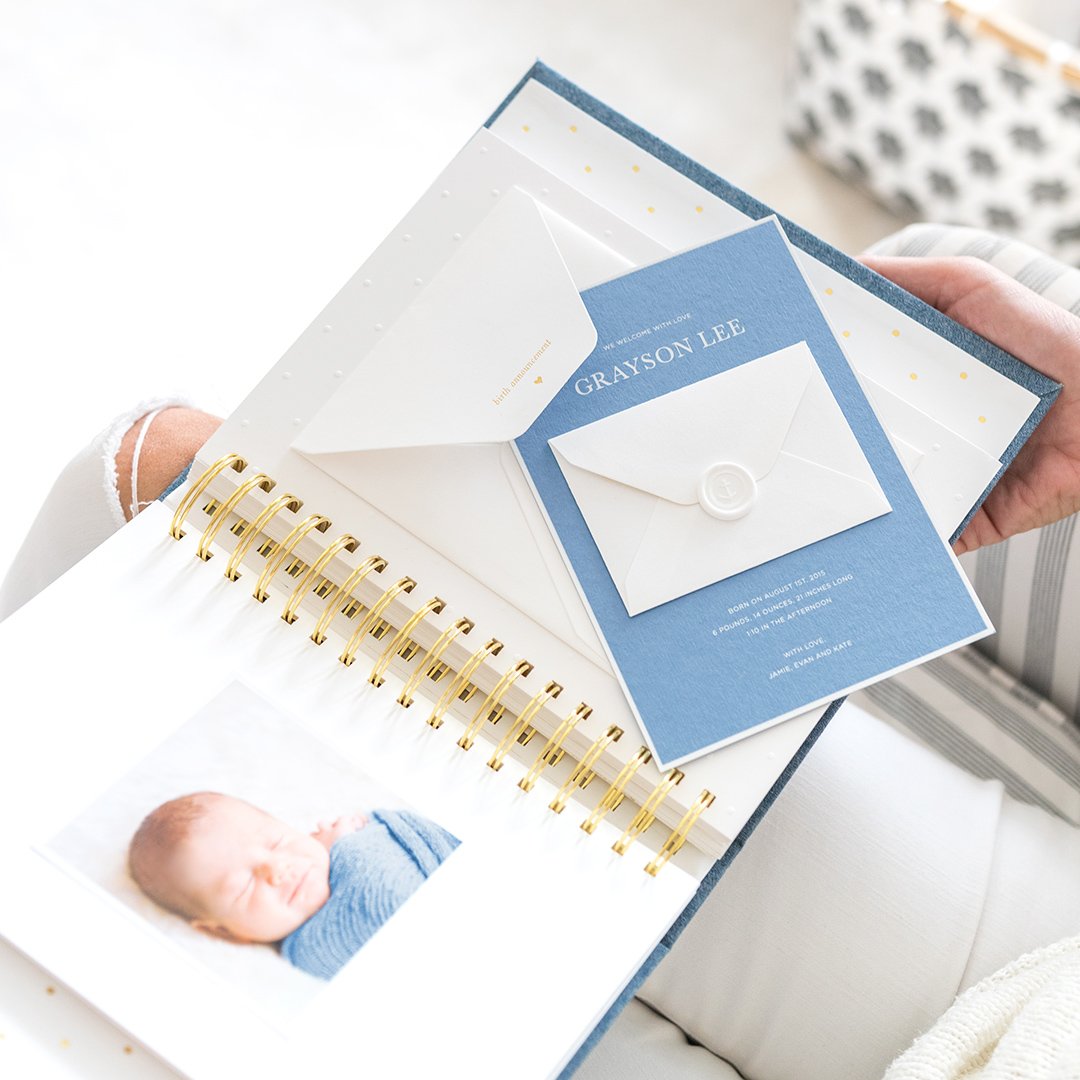 Chambray Linen Baby Book