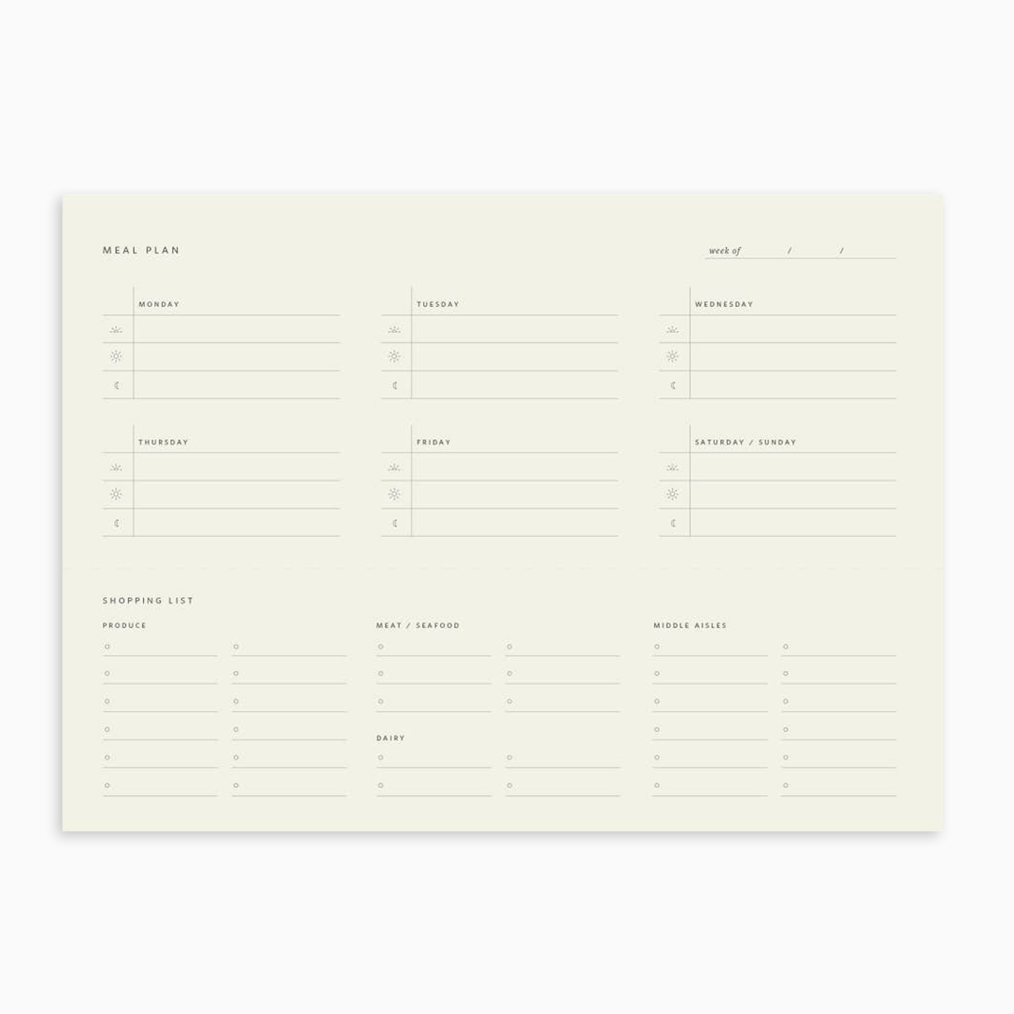 Weekly Meal Planner Notepad