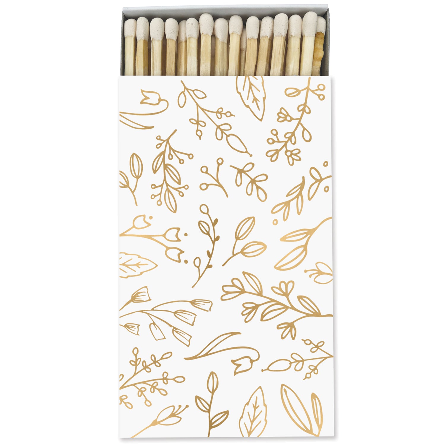 Large White & Gold Floral Match Box